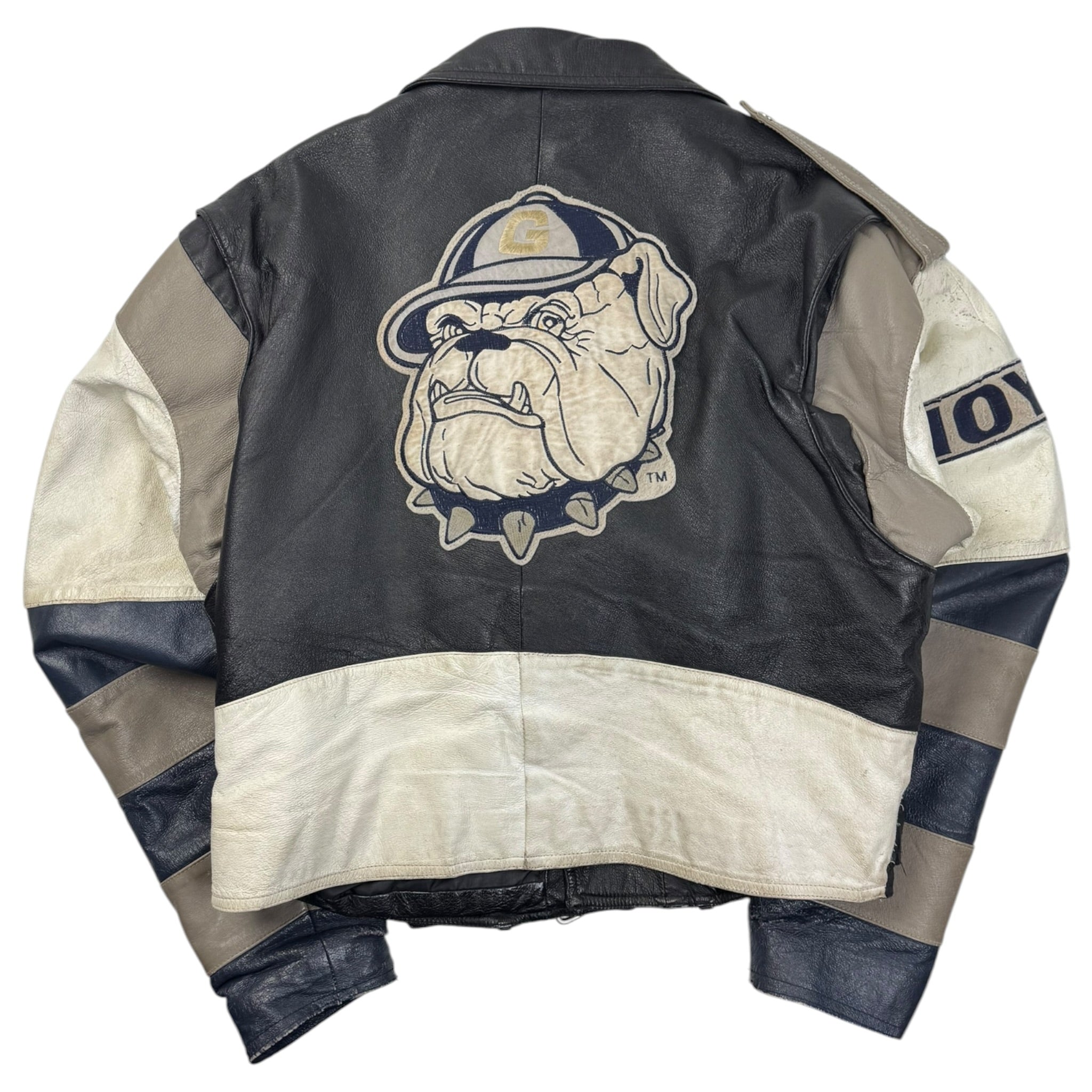 1989 Georgetown Hoyas Box Seat Leather MLB Biker Jacket
