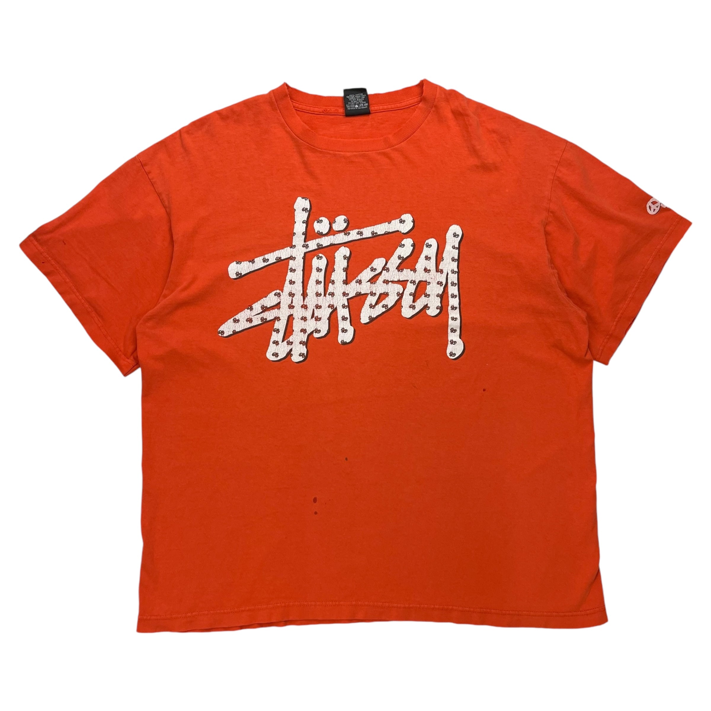 Y2K Stussy Script Logo Tee Orange