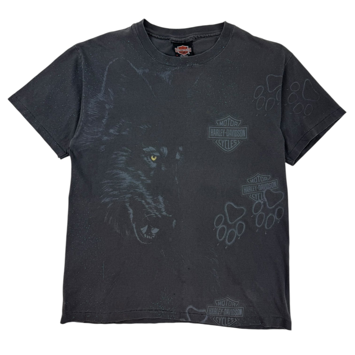 Vintage Harley Davidson Wolf All Over Print T-Shirt