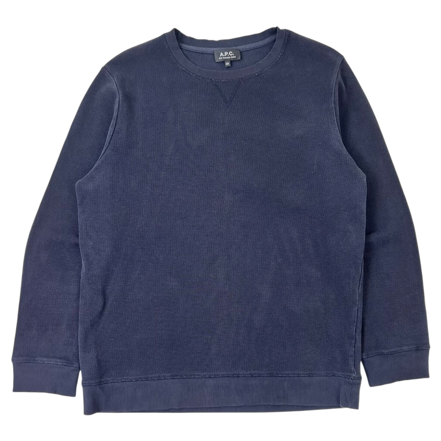 A.P.C. Thermal Crewneck Sweatshirt Washed Navy