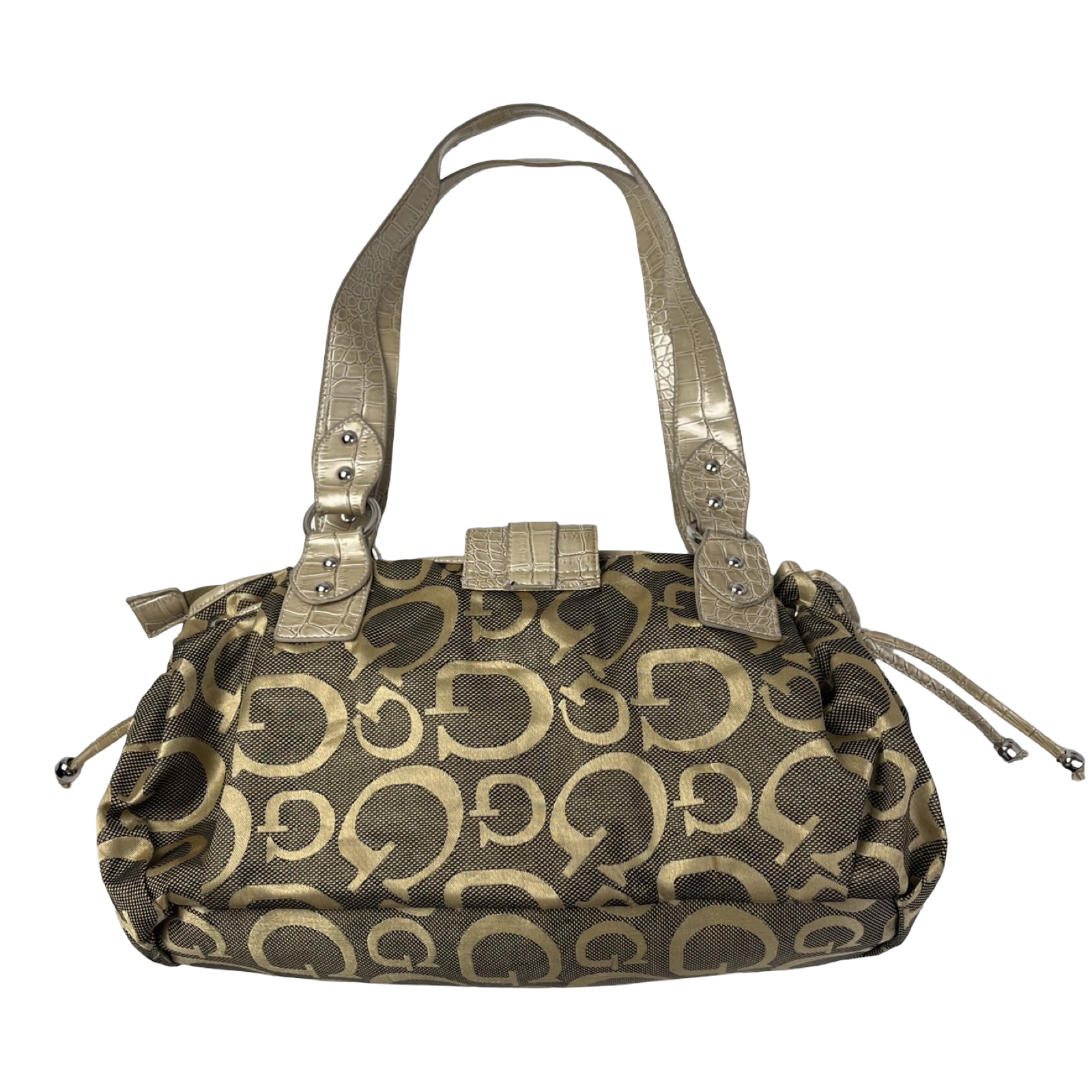 (W) Y2K GUESS Scrambled G Shoulder Bag Gold