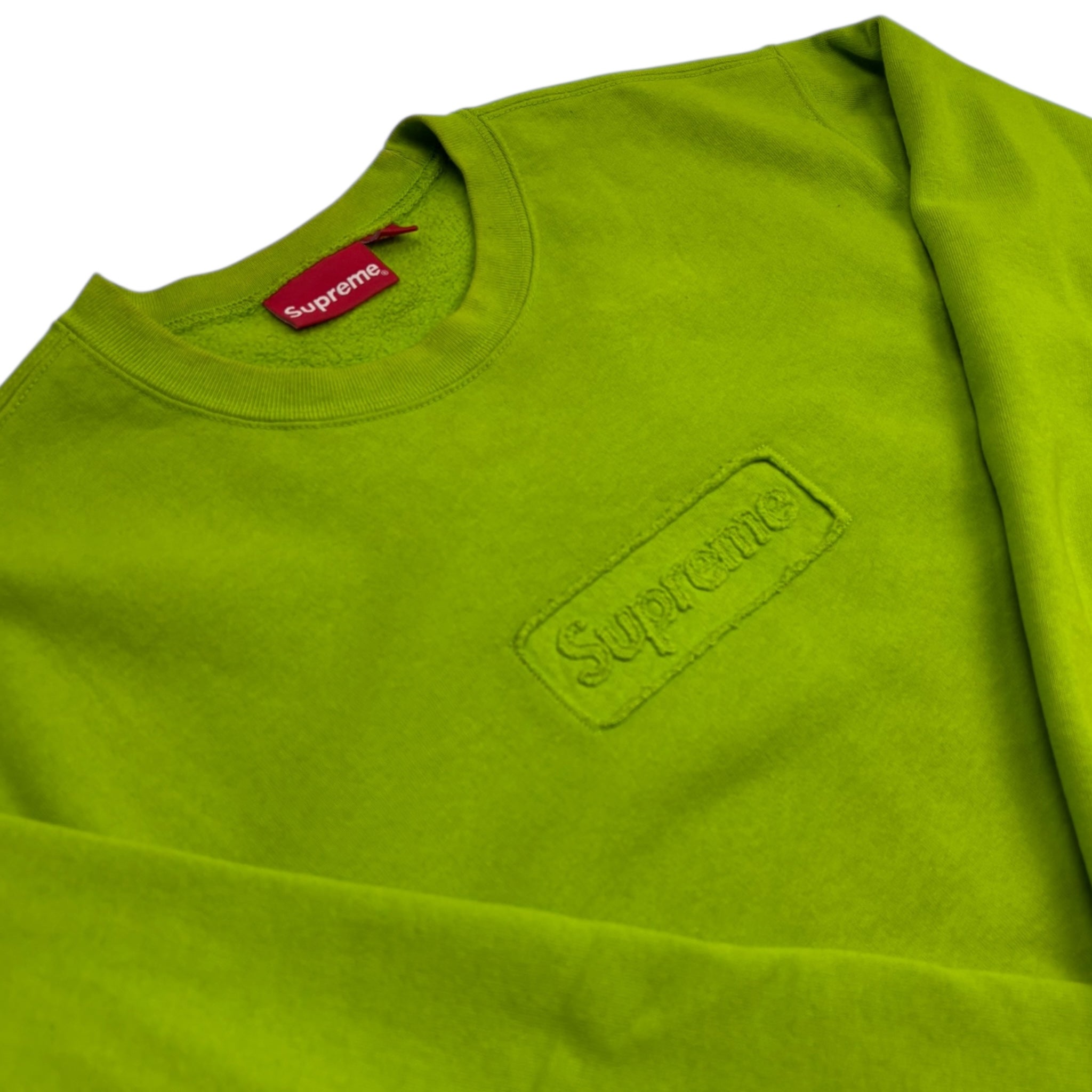 Supreme Cut Out Box Logo Crewneck Acid Green