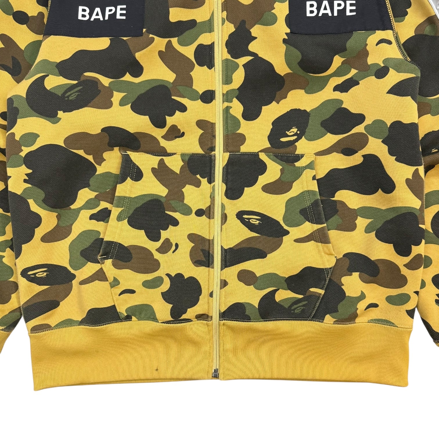 Bape 1st Camo Patched Wide Full Zip Hoodie Yellow/Camo