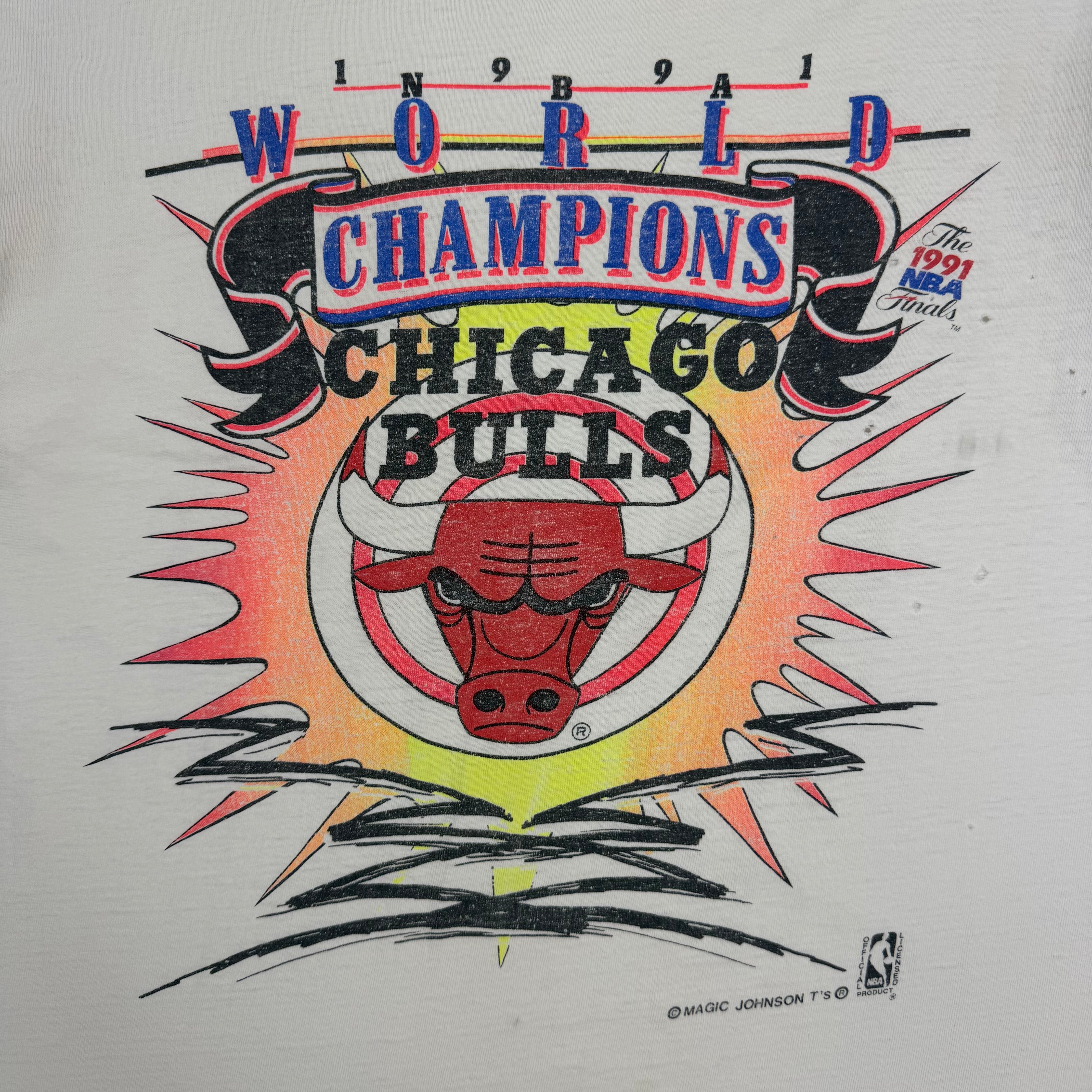 1991 Chicago Bulls NBA Finals Champions Tee White