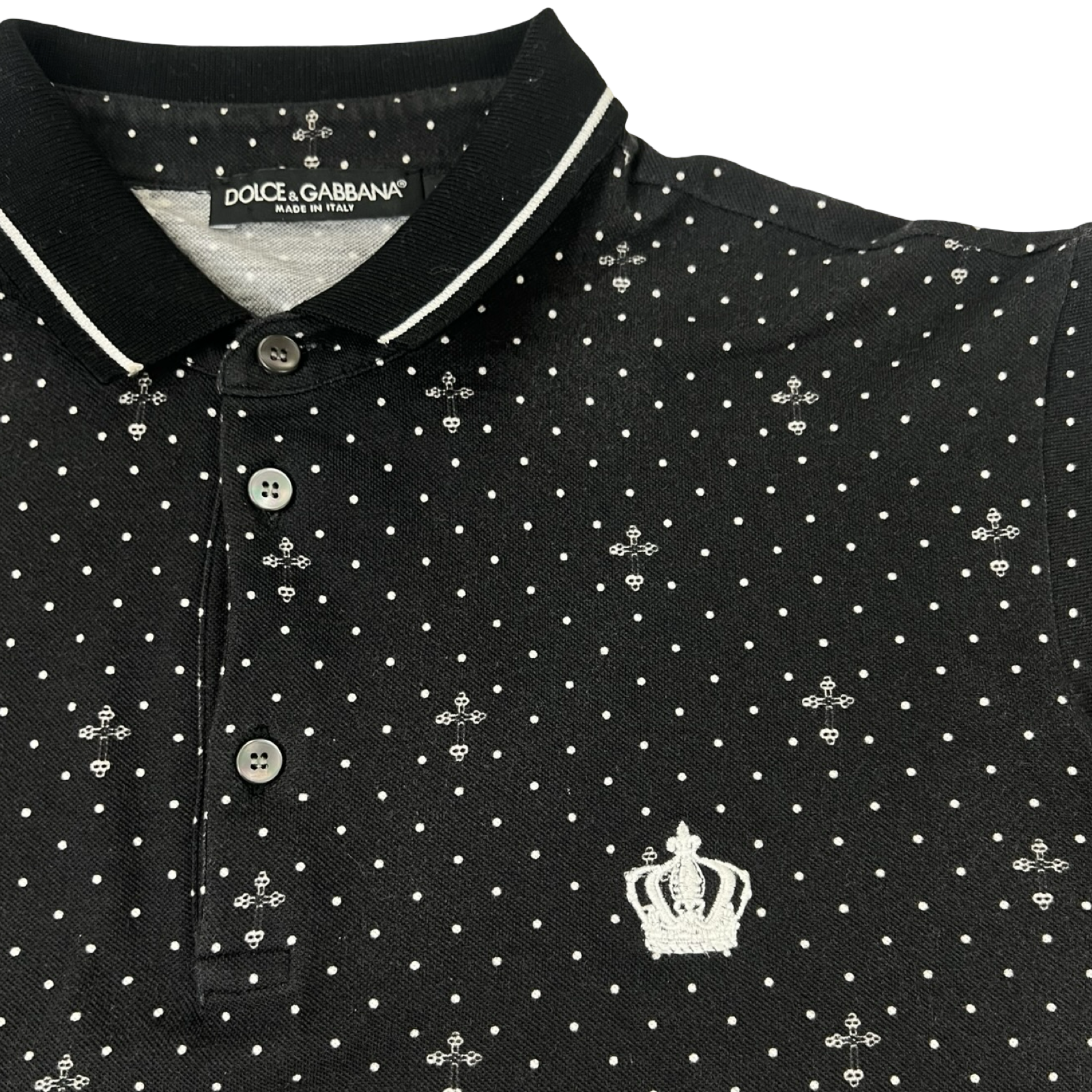 Dolce & Gabbana Crown & Fleur-de-lis Micro-Print Polo Shirt