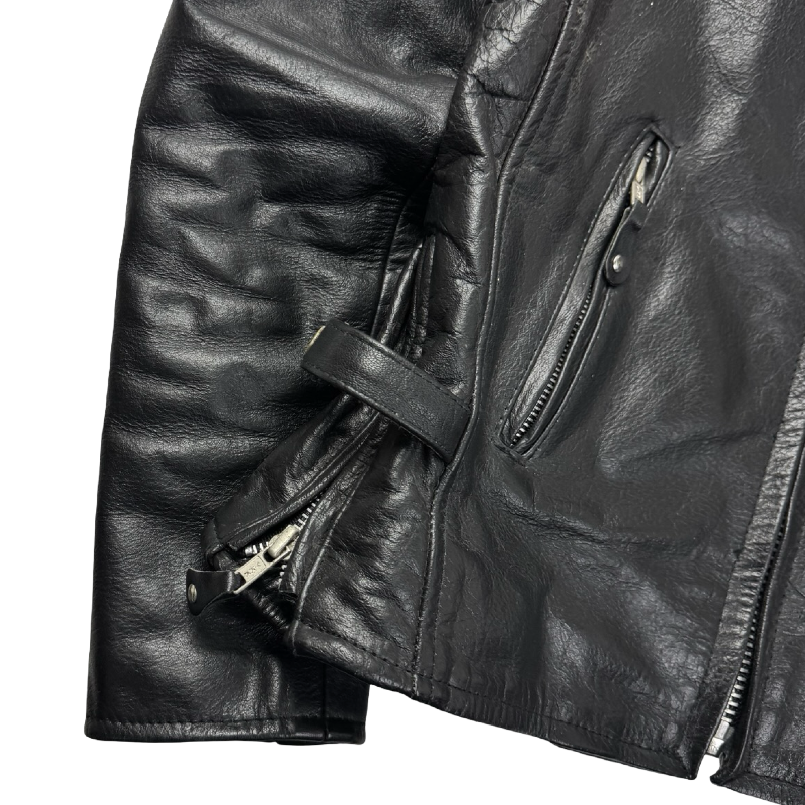 (W) Vintage Striped Pink Black Leather Biker Jacket