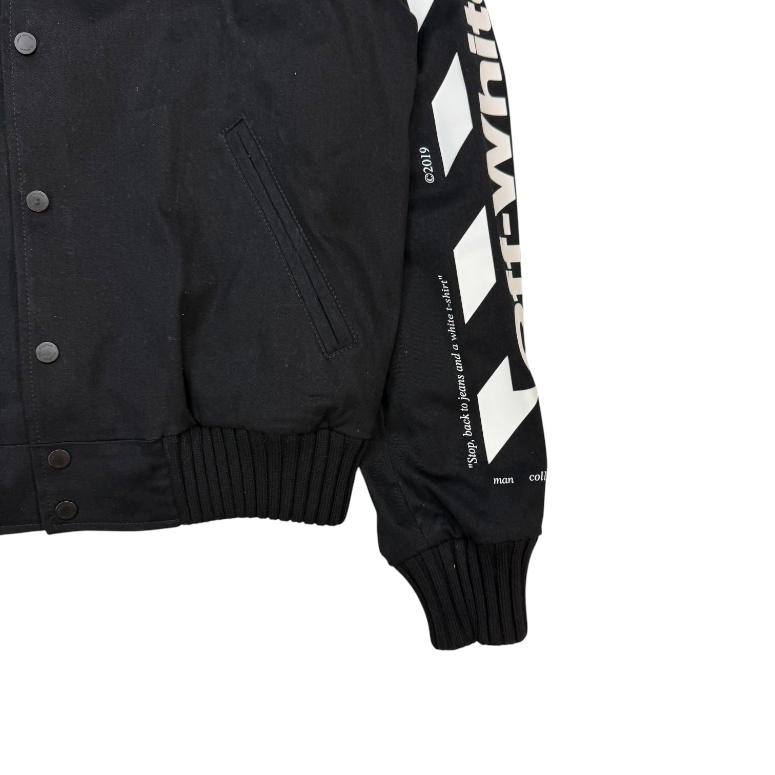 Off-White Black Diagonal Stripe Varsity Jacket