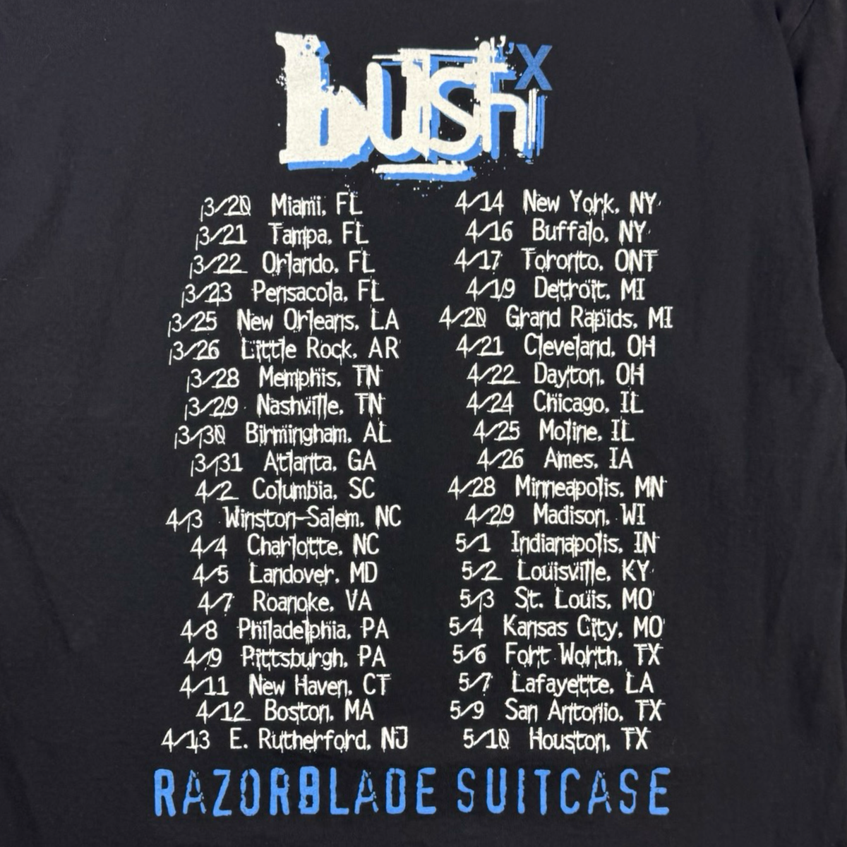 1997 BushX Razorblade Suitcase Canadian Tour Longsleeve T-Shirt