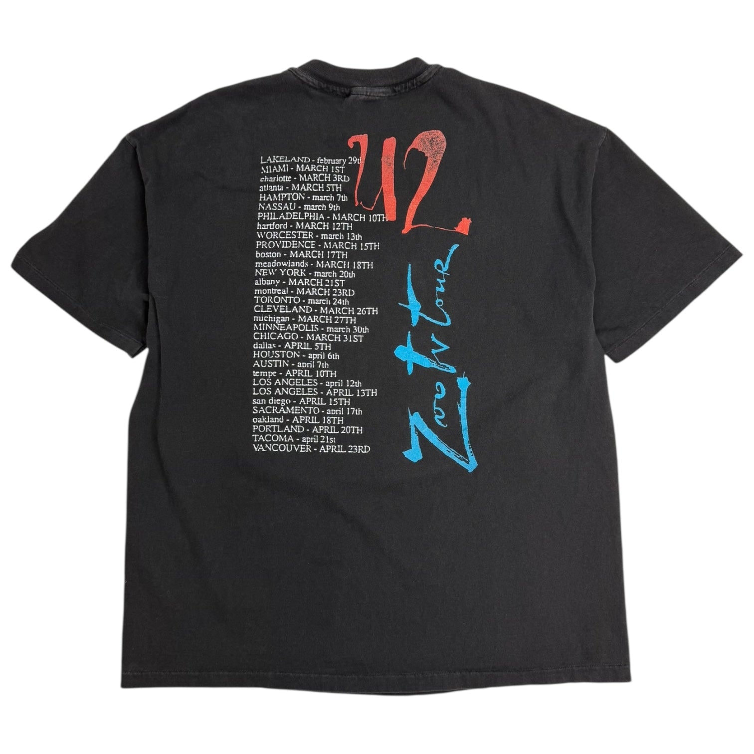 Vintage U2 Zoo TV Tour Tee Black