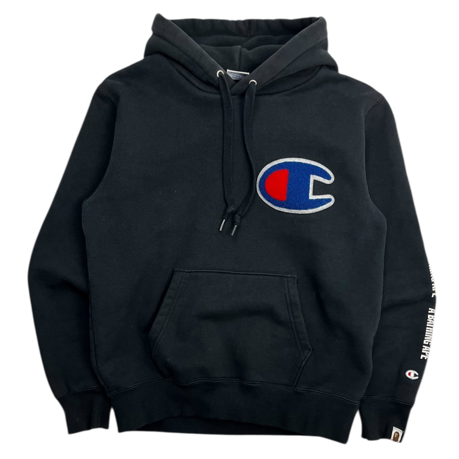 Bape X Champion Chenille Logo Hoodie Black