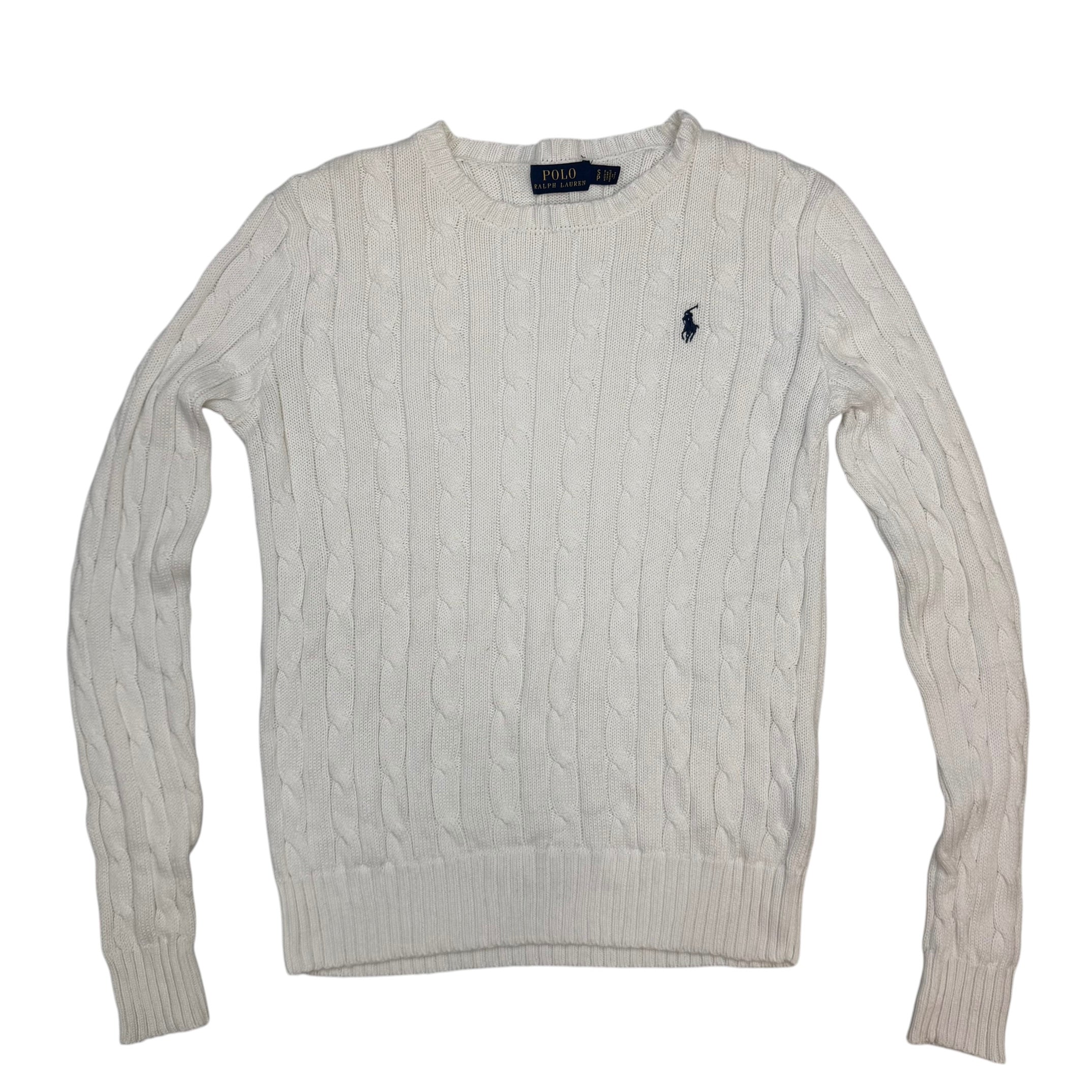 (W) Vintage Polo Ralph Lauren Cable Knit Sweater White