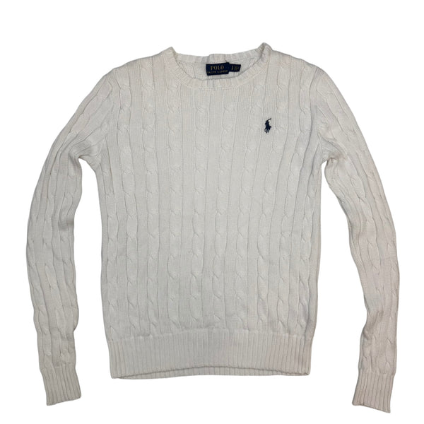 (W) Vintage Polo Ralph Lauren Cable Knit Sweater White