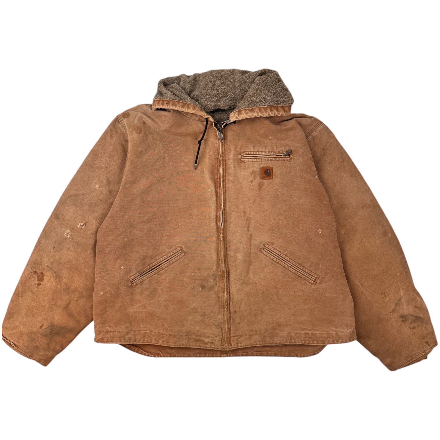 Vintage Carhartt Sherpa-Lined Hooded Jacket Brown