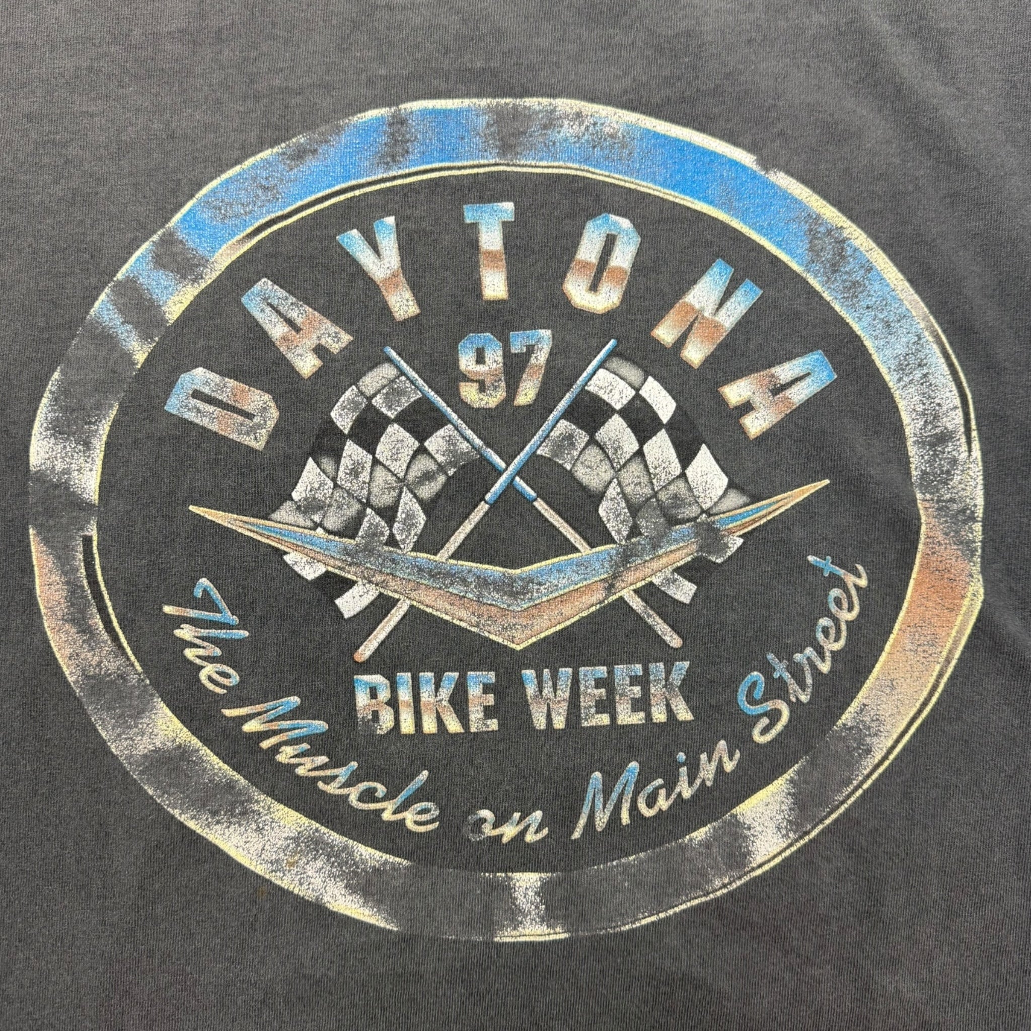 1997 Daytona Bike Week Biker T-Shirt Faded Black
