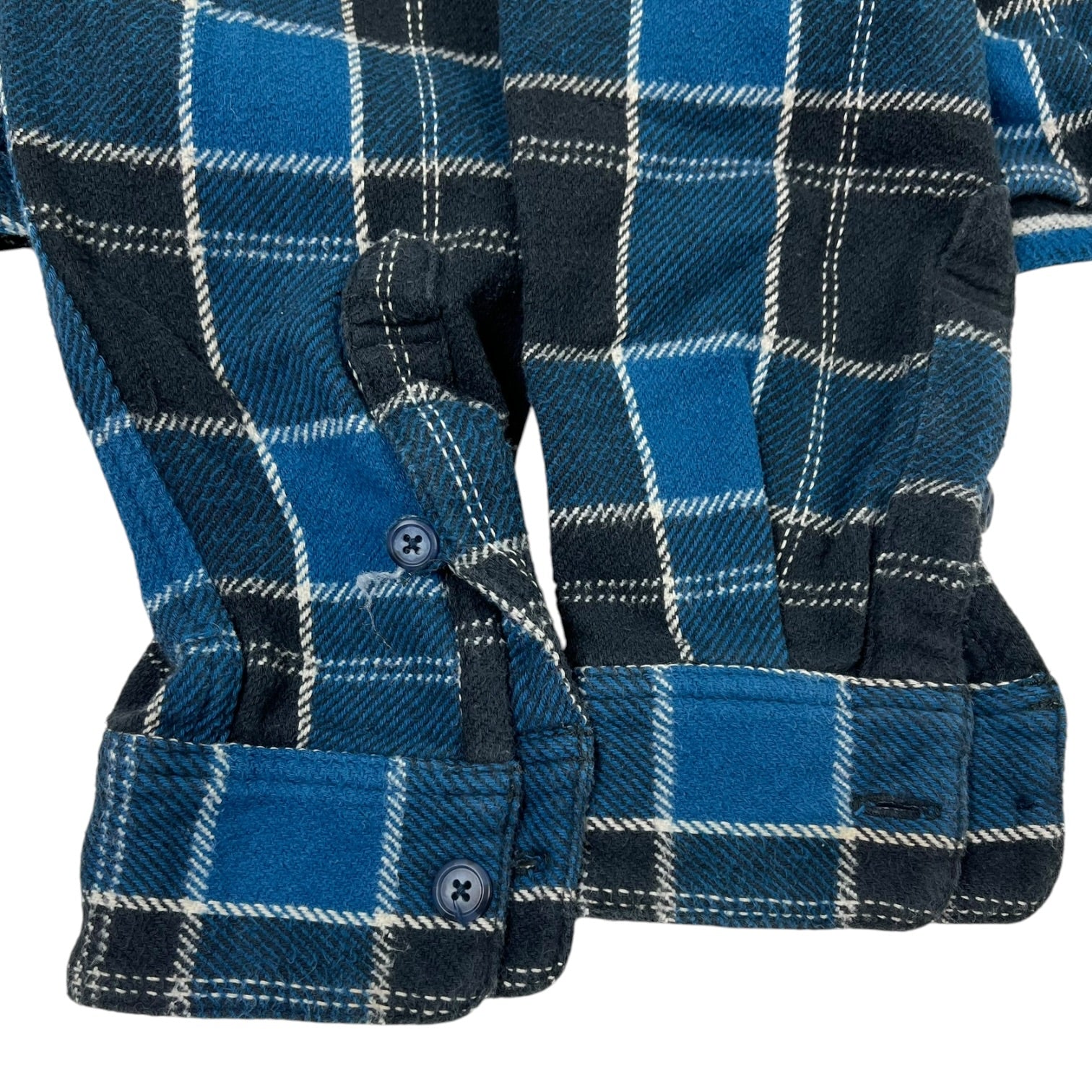 Neighborhood Lumbers Button-Up Shirt Blue Plaid Pattern
