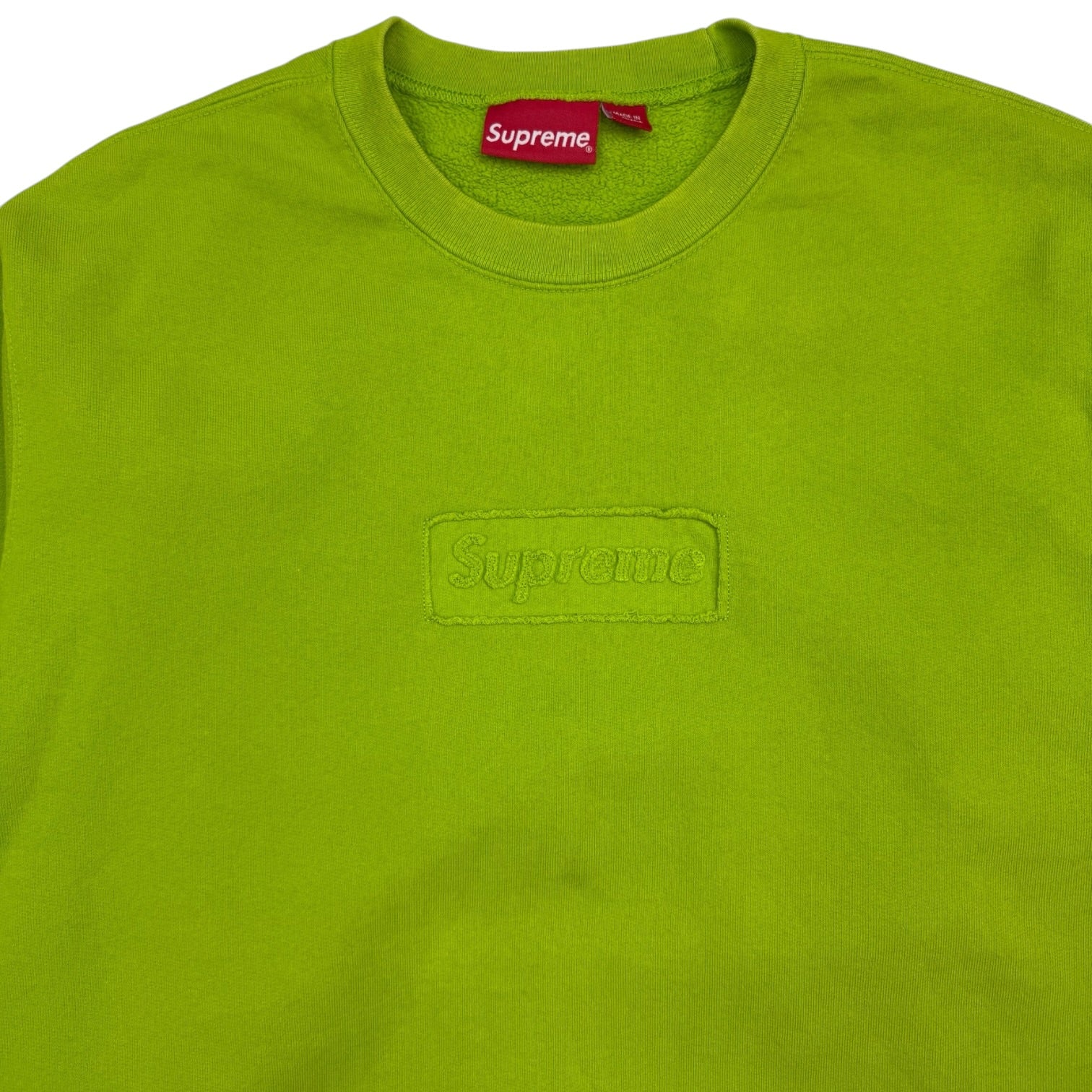 Supreme Cut Out Box Logo Crewneck Lime Green