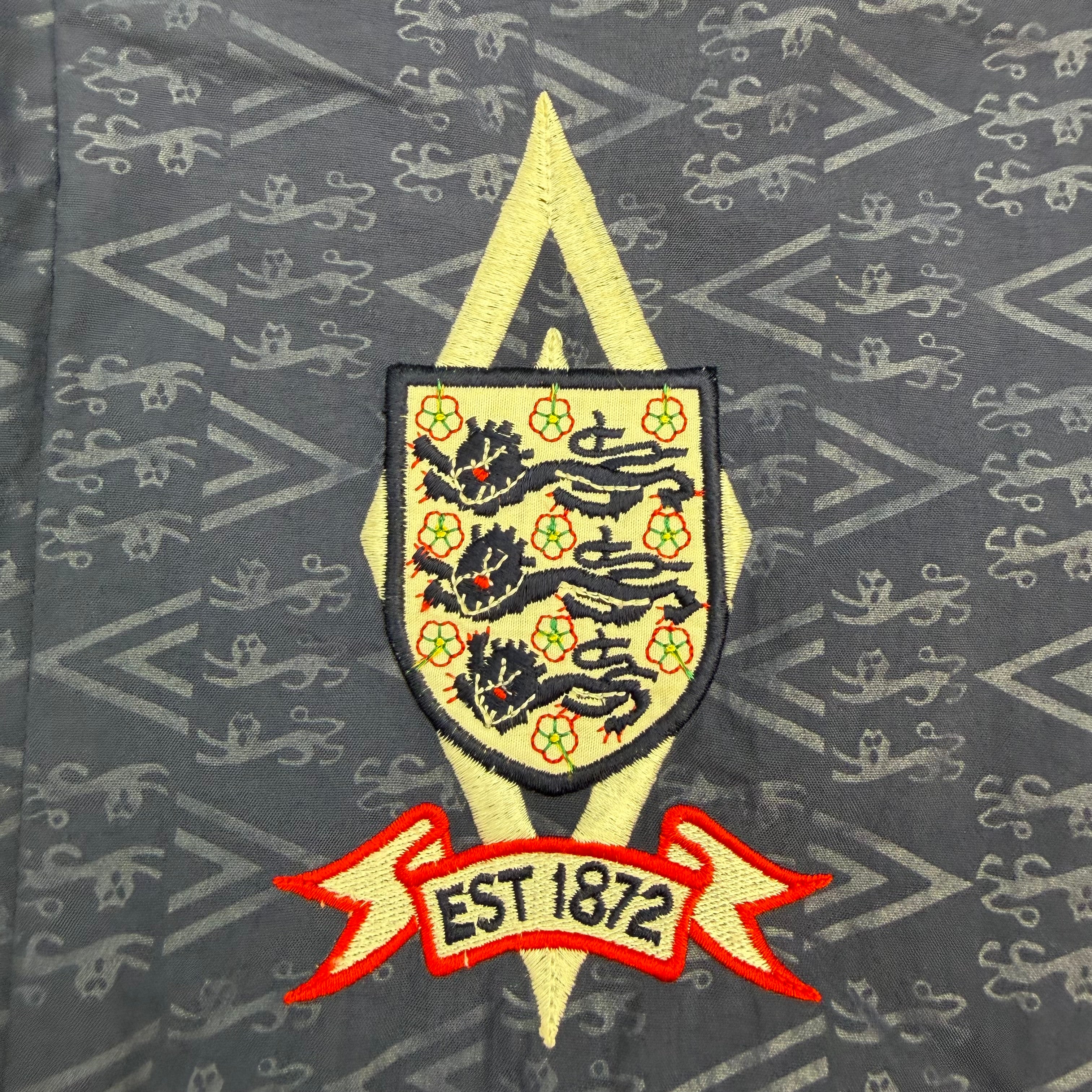 1990-92 Umbro England All Over Print Training Pants Navy