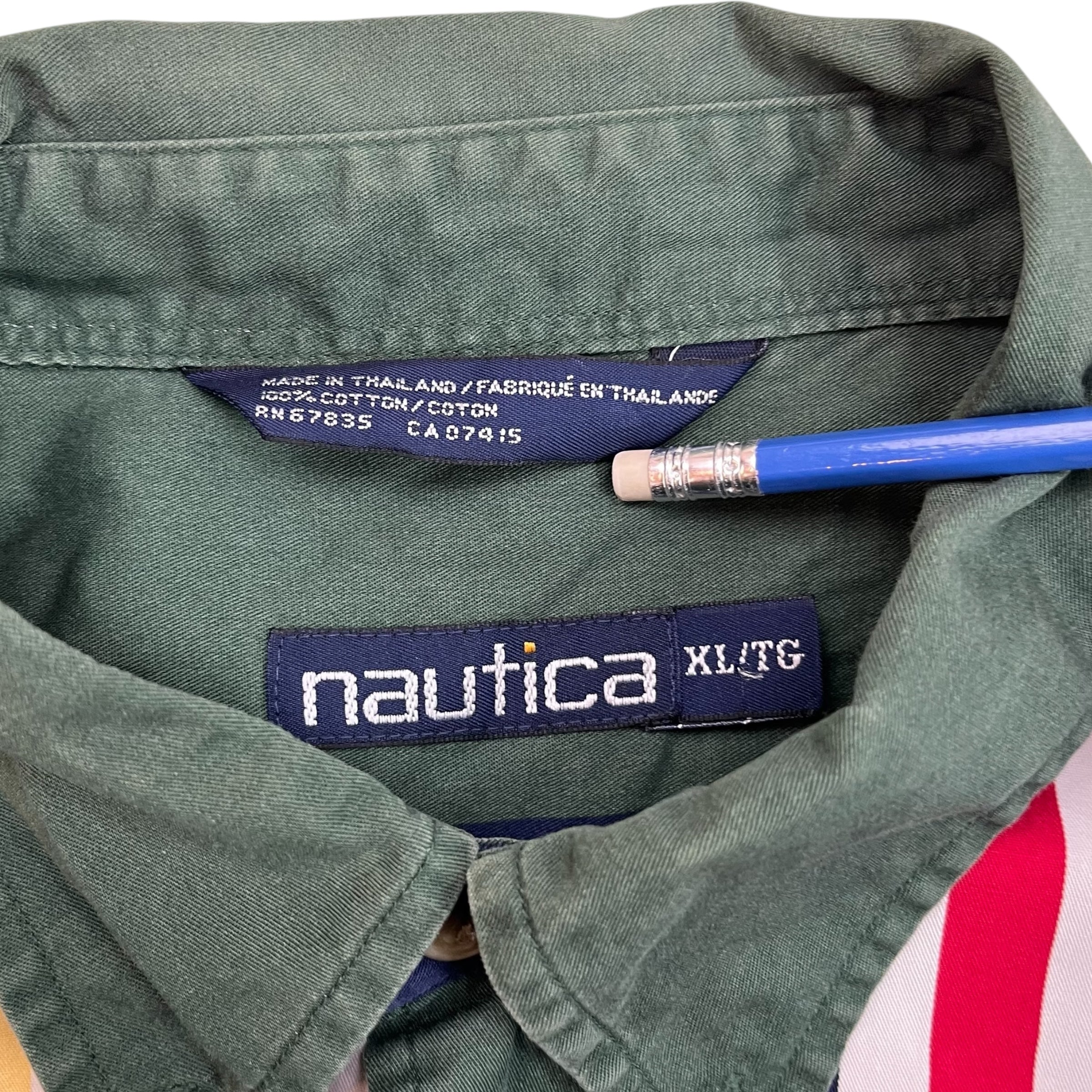 Vintage Nautica Button Up Shirt Vertical Stripes Multicolour