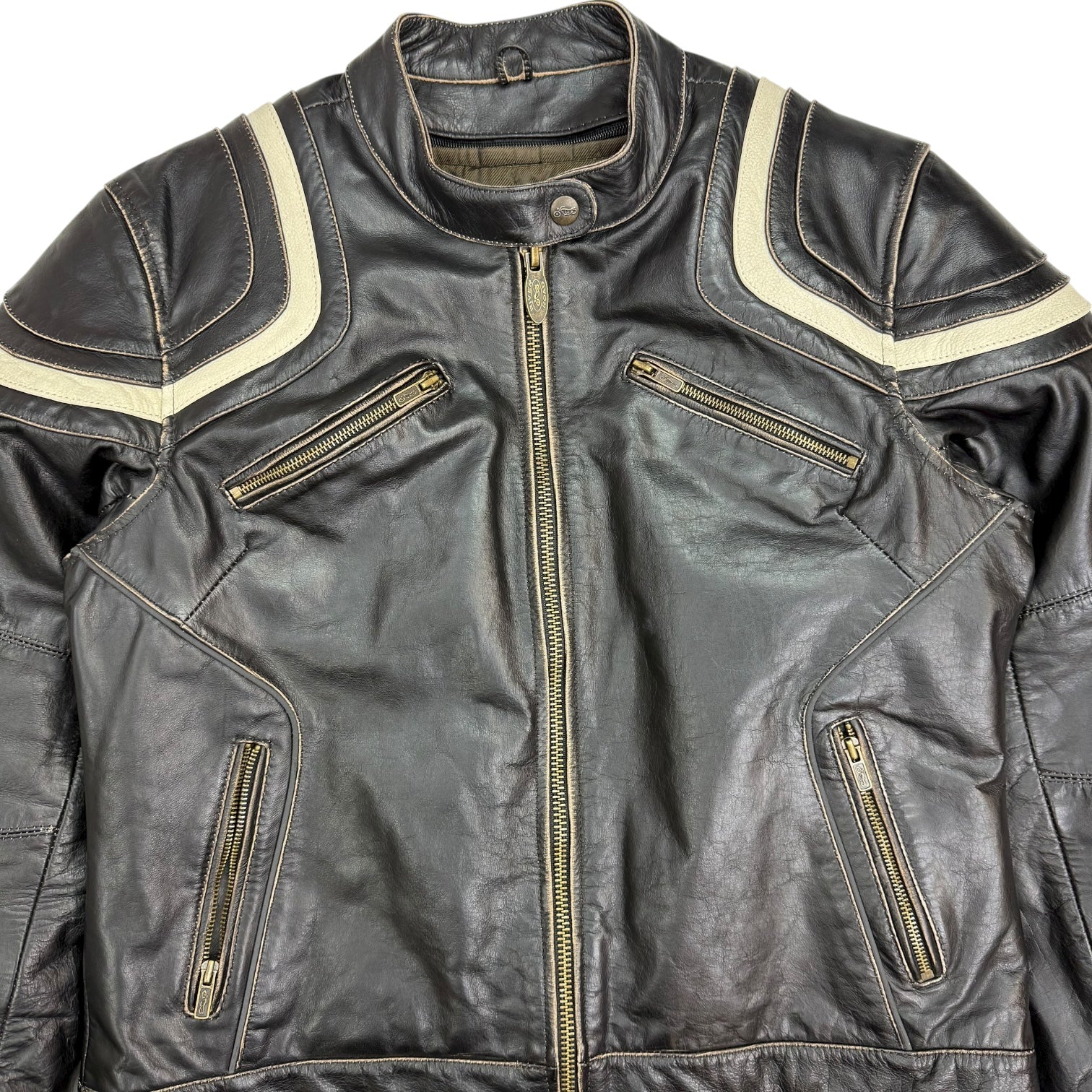 Vintage River Road Leather Jacket Black/Brown