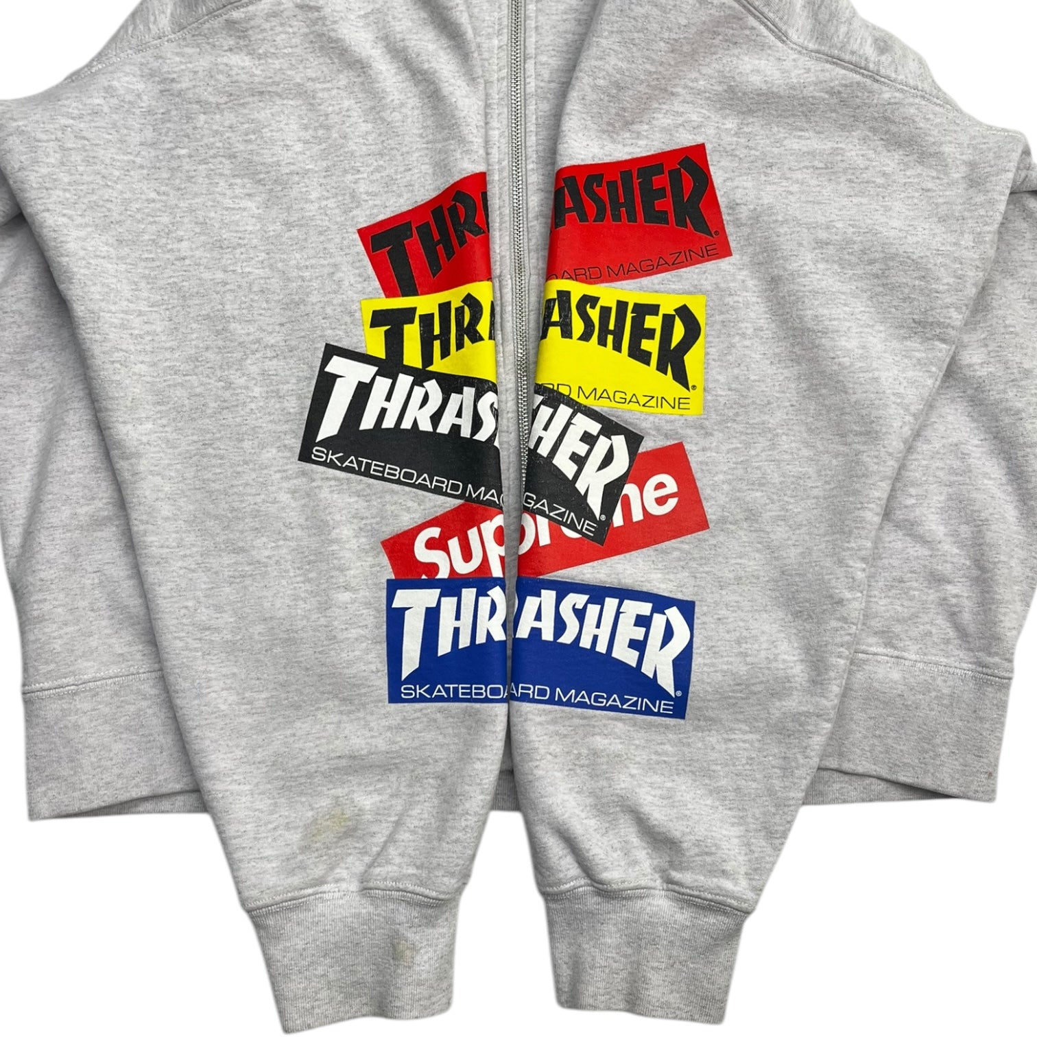 Supreme Thrasher Multi Logo Zip Up Hooded Sweatshirt Ash Grey