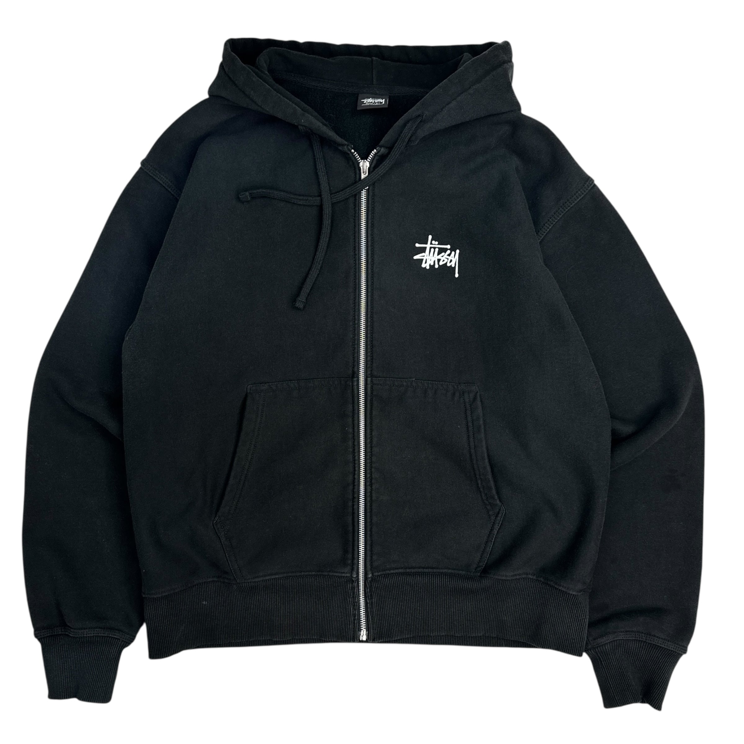 Stussy Classic Logo Zip Up Hoodie Black