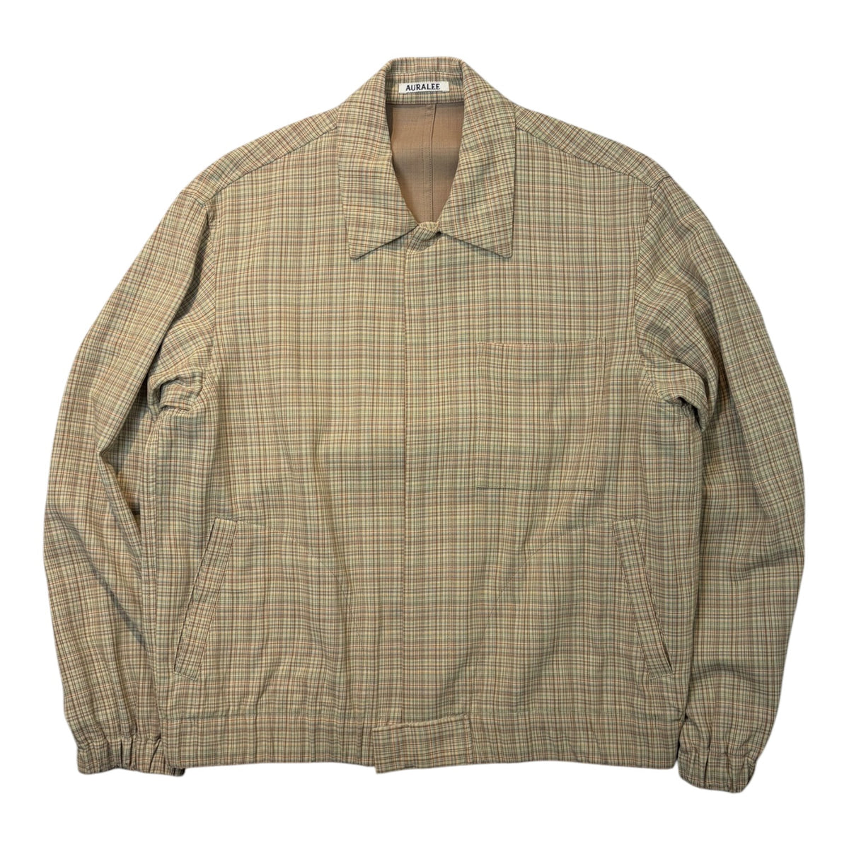 Auralee Hard Twist Wool Double Face Check Blouson Jacket Beige/Green