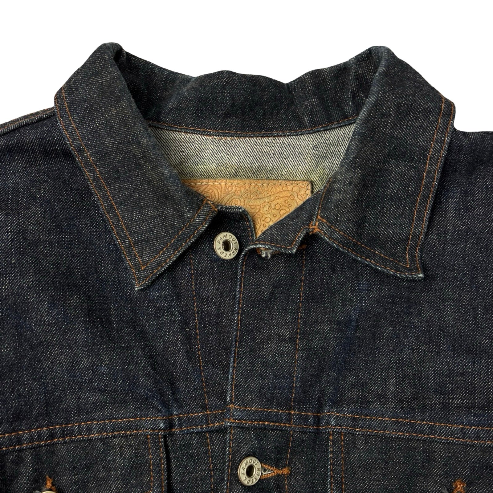 Naked & Famous Love And Peace Selvedge Denim Jacket Dark Wash