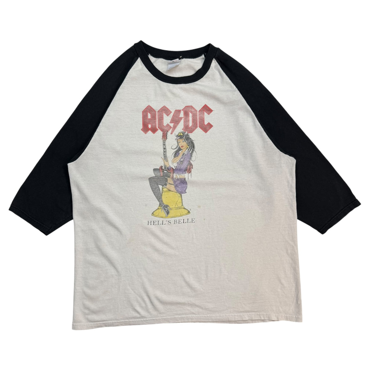 2008 AC/DC Hells Bells Raglan Tee White/Black