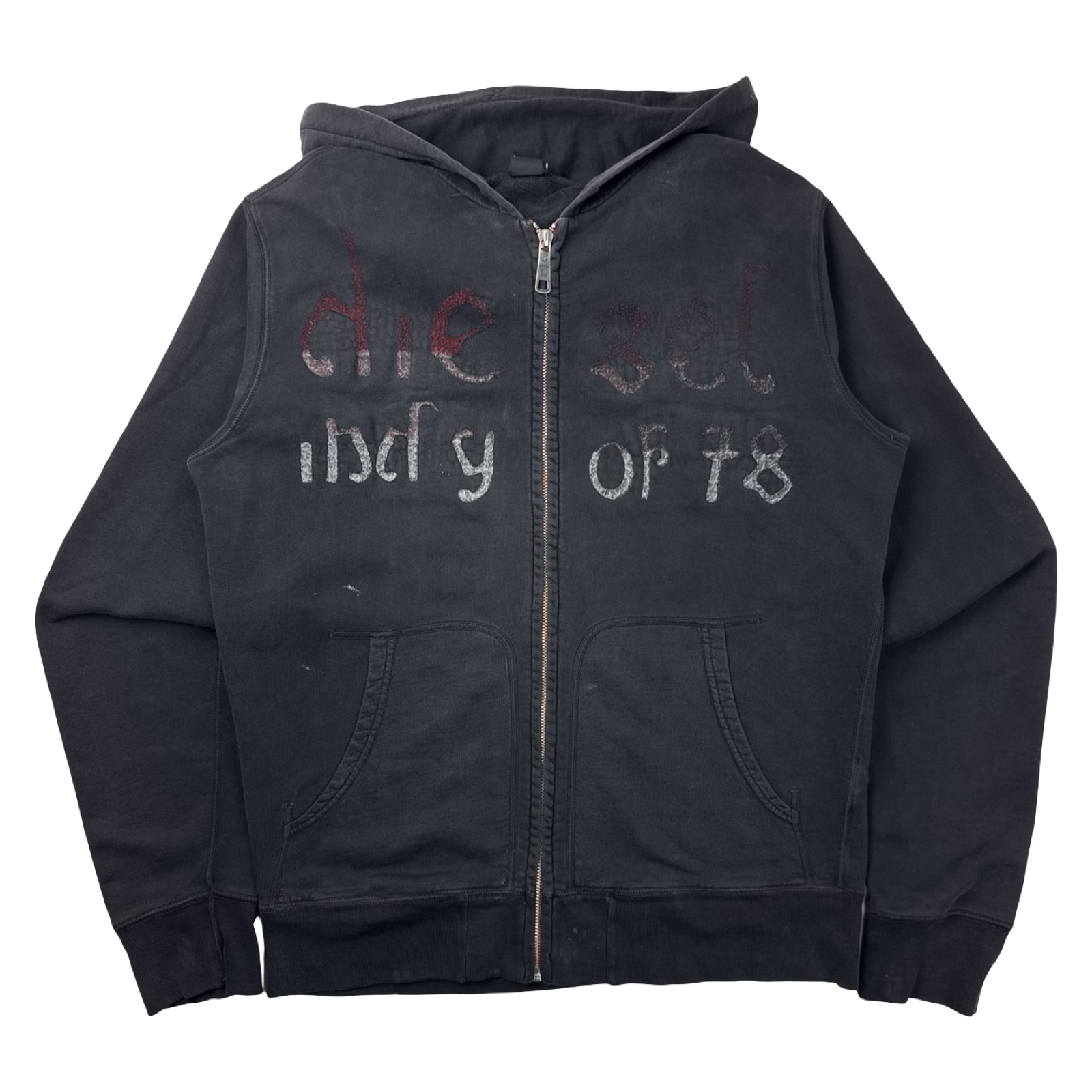 Vintage Y2K Diesel Zip Up Hoodie Black