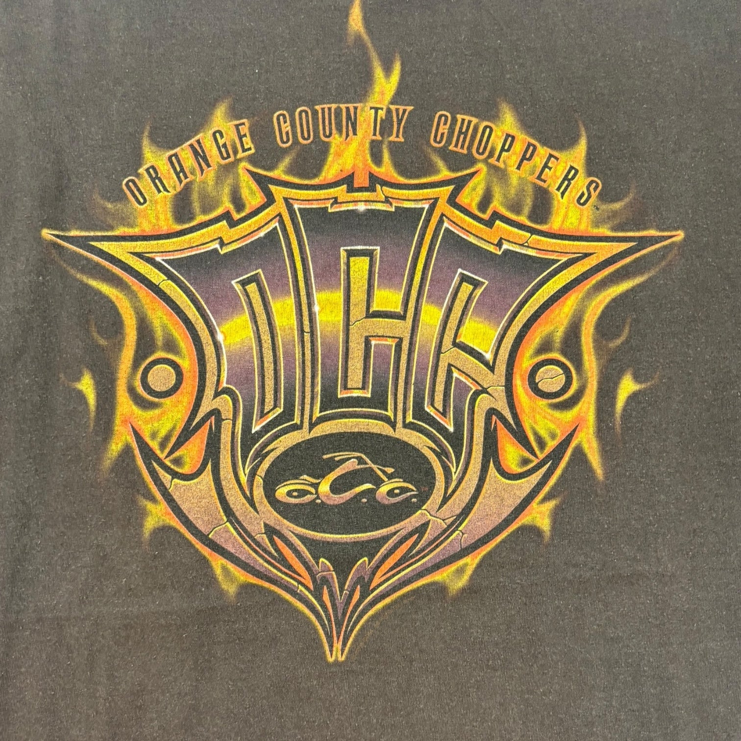 Vintage Orange County Choppers Flames T-Shirt Brown