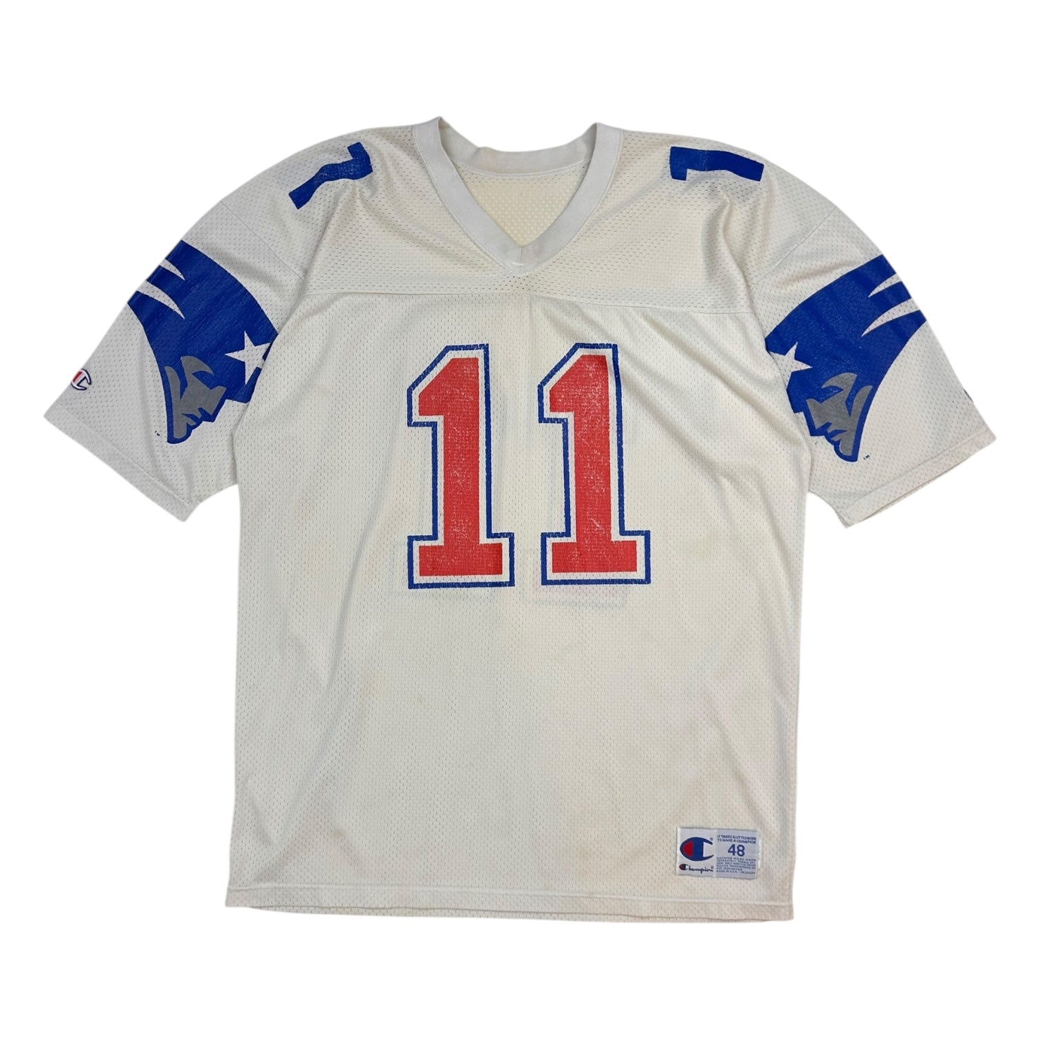 Vintage Champion New England Patriots Drew Bledsoe Away Jersey White