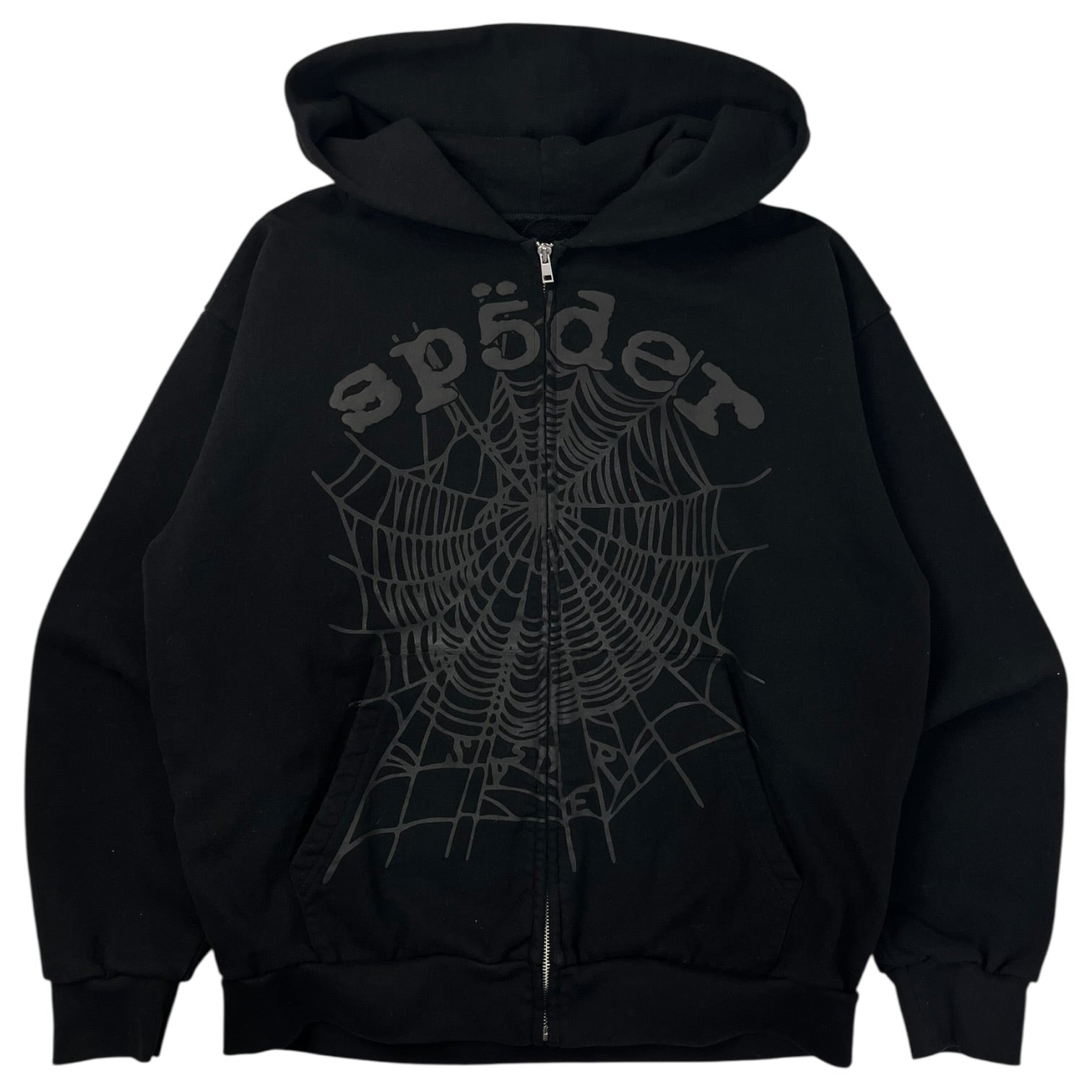 Sp5der OG Web V2 Phantom Zip Up Hoodie Black