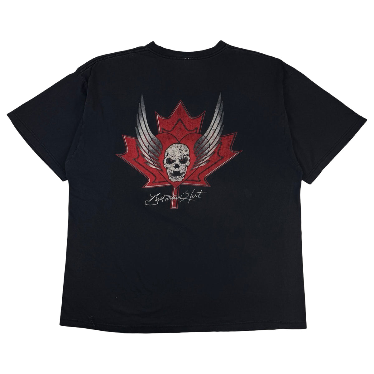 Vintage Bret The Hitman Hart Maple Leaf T-Shirt Black