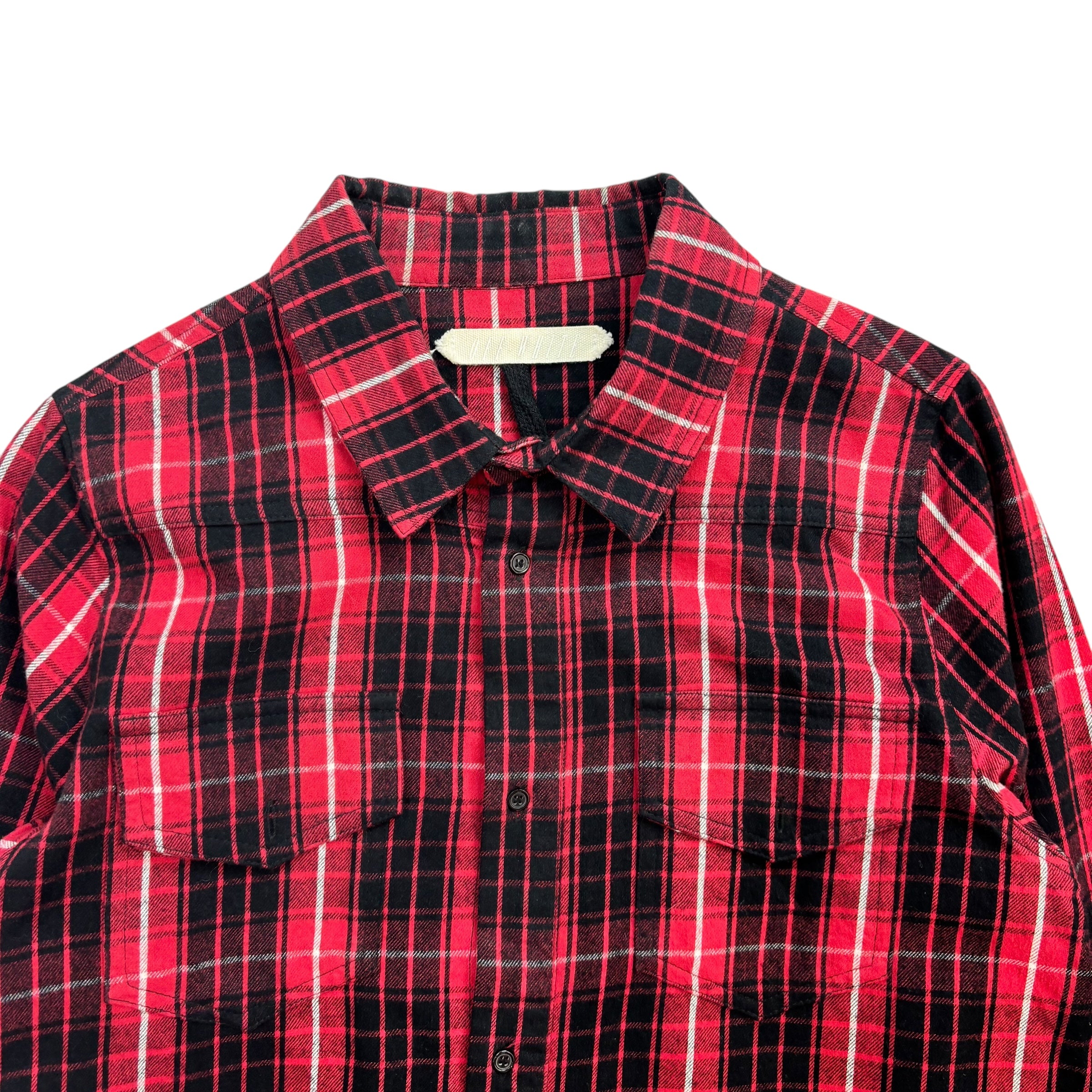 Off-White Plaid Flannel Long Sleeve Red