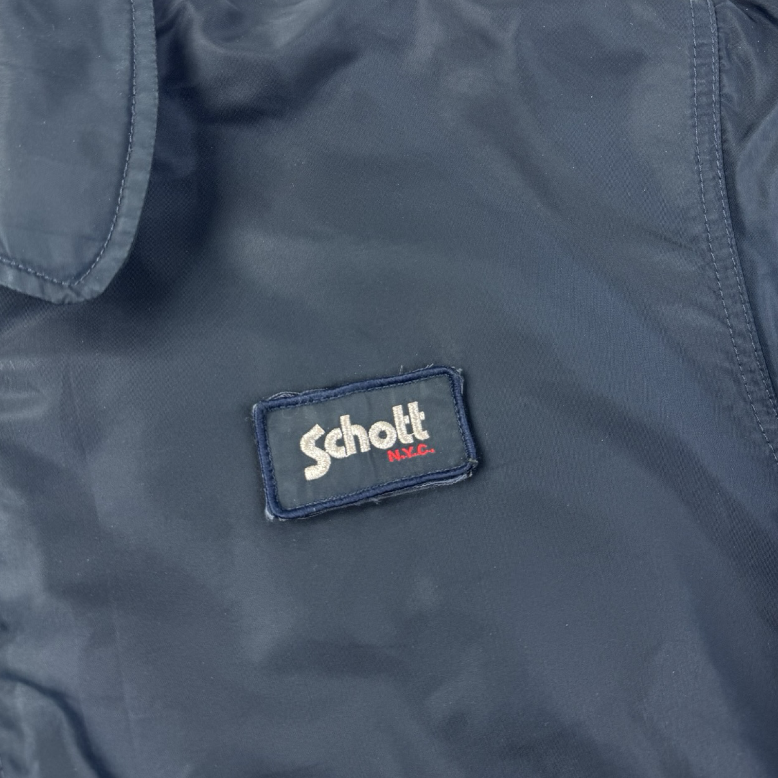Vintage Schott NYC Zip Up Flight Jacket Navy