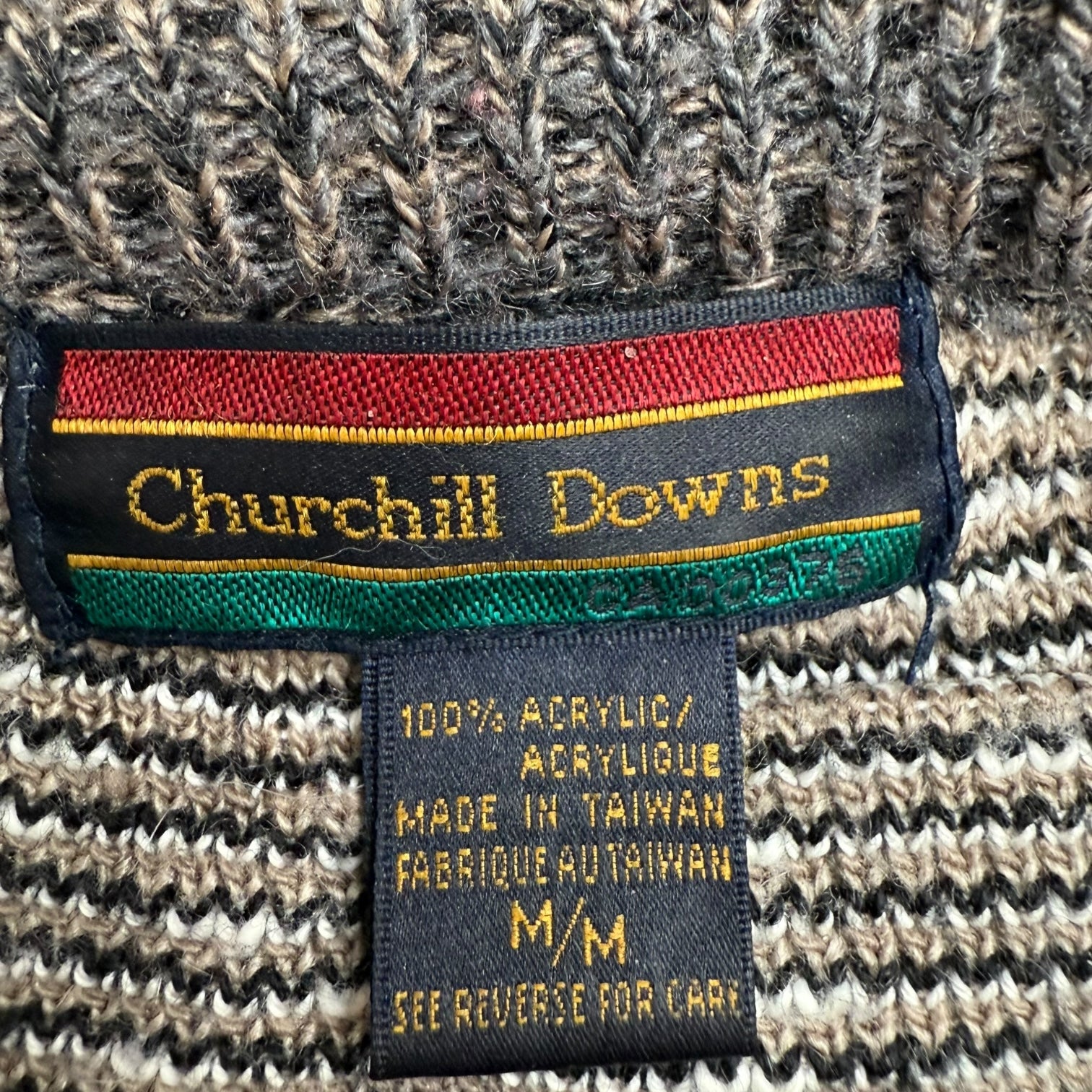 Vintage Churchill Downs Knit Sailboat Sweater Brown/White