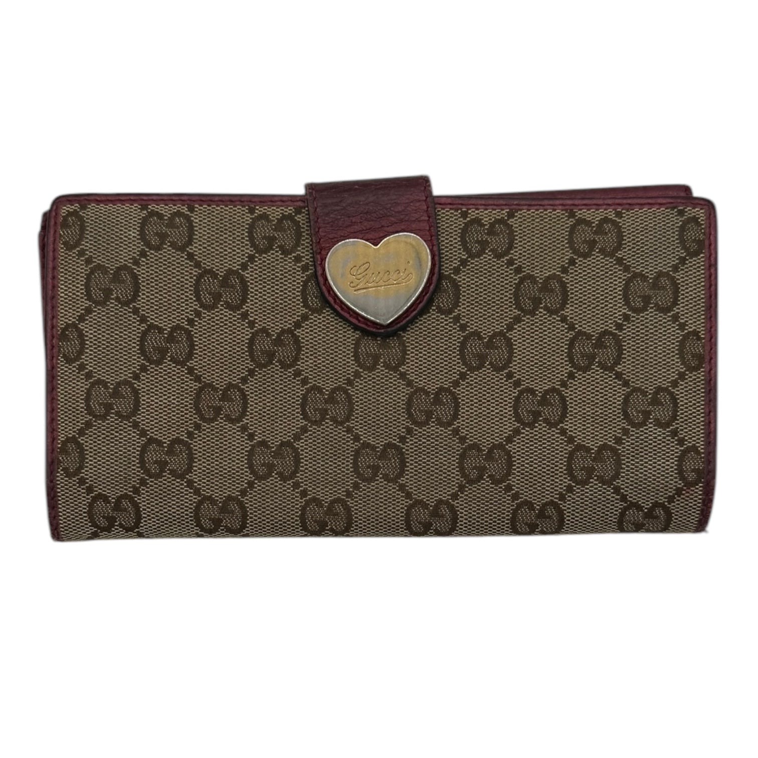 Vintage Gucci Canvas Monogram Heart Wallet