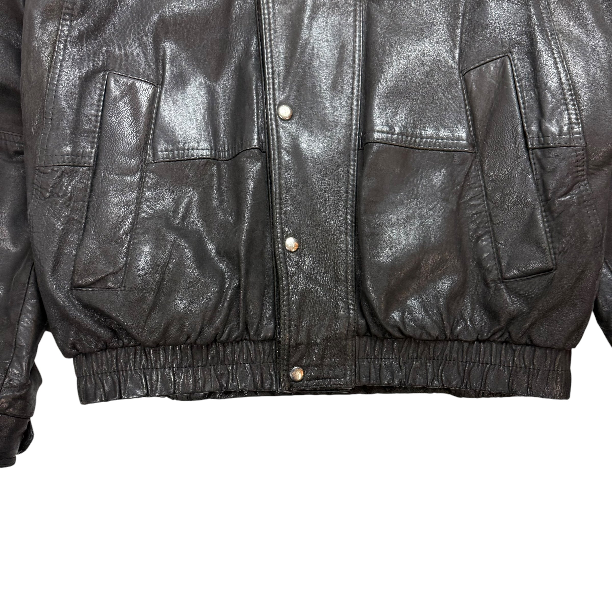 Vintage Leather Button Up Jacket Black