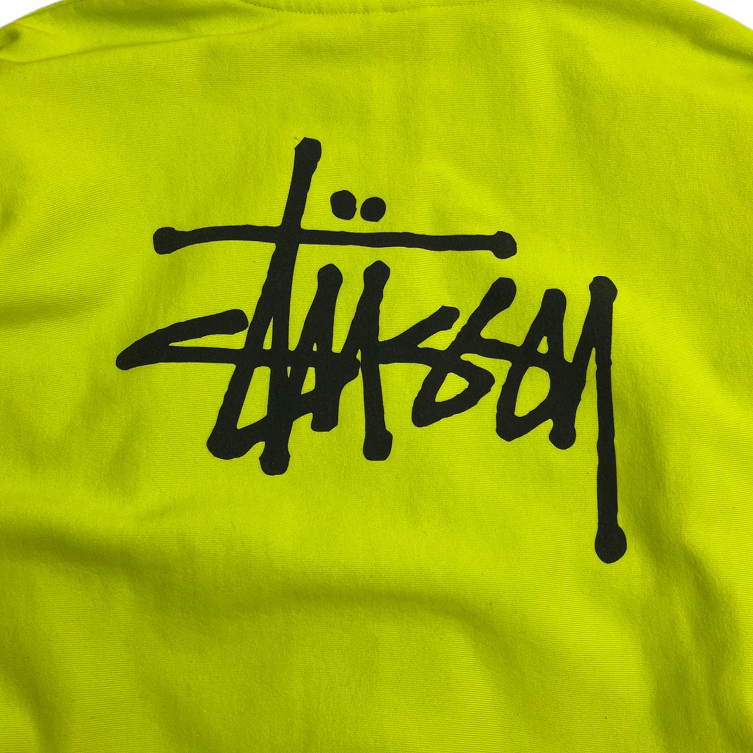 Stussy Spellout Logo Zip Up Hoodie Highlighter Green