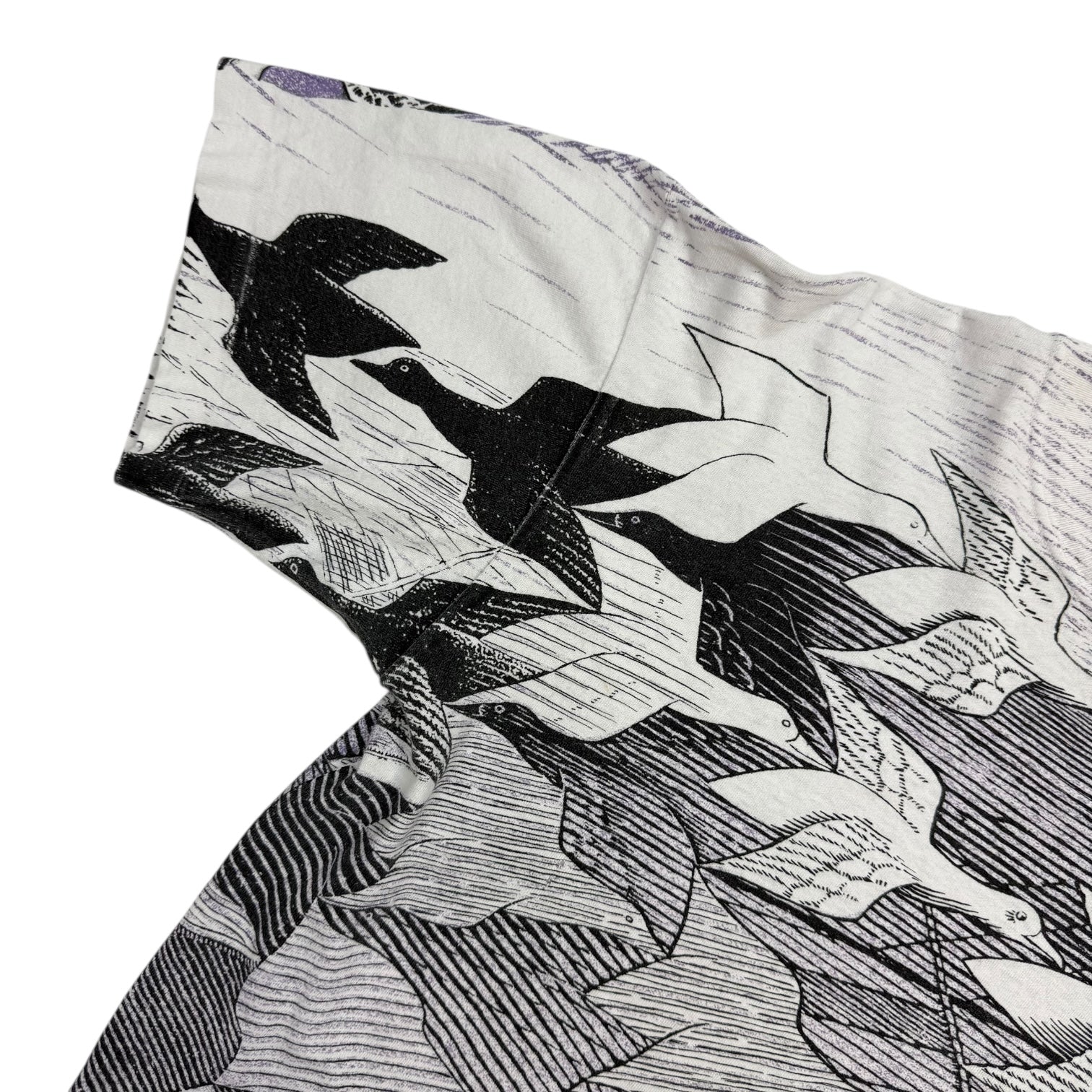 1990s M.C. Escher "Day and Night" AOP Tee White