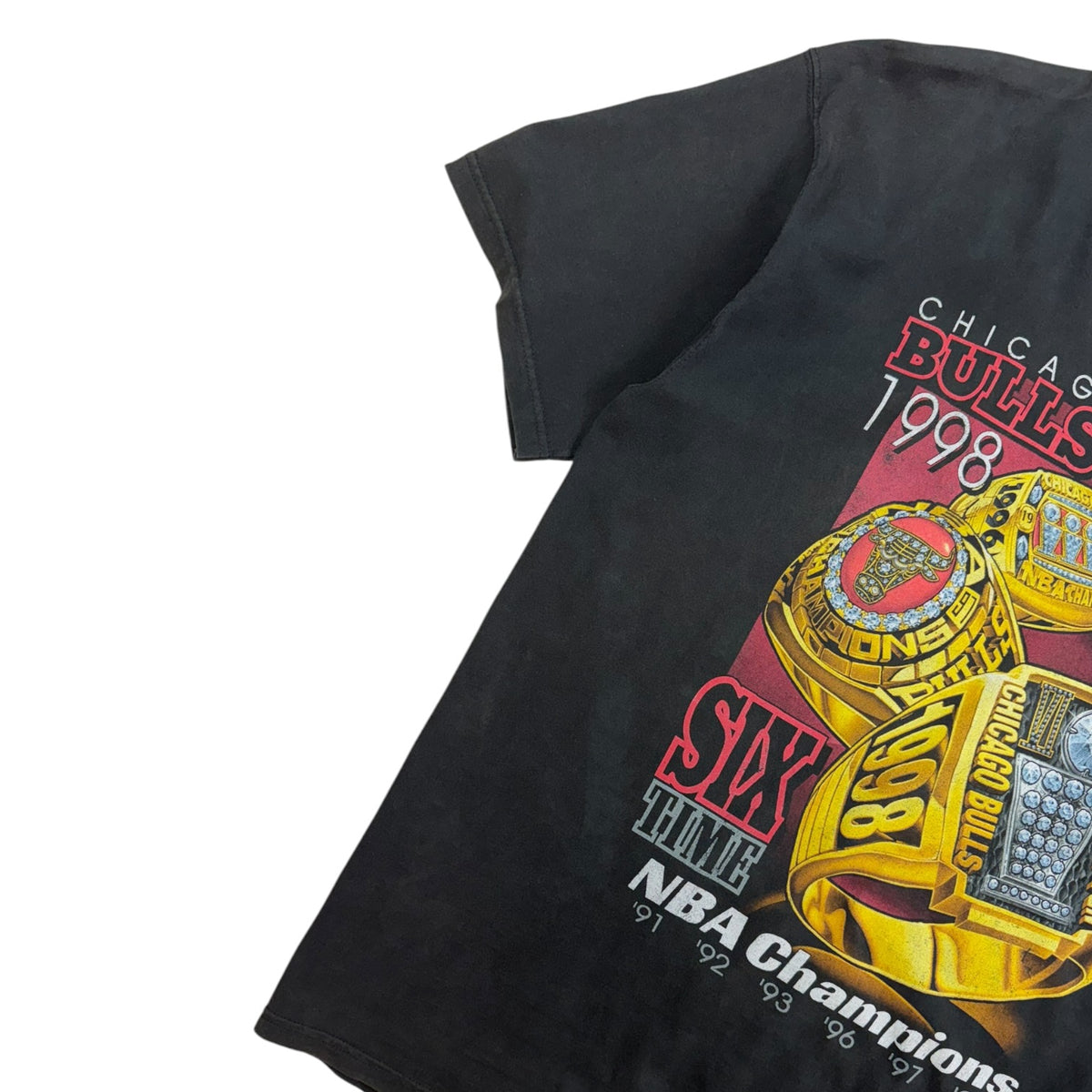 1998 Chicago Bulls 6 Time NBA Champion Pro Player T-Shirt Black