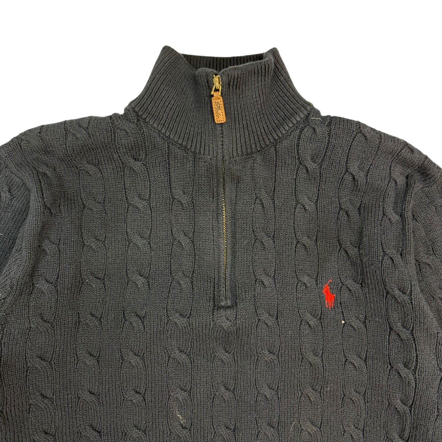 Polo Ralph Lauren Cable Knit Quarter Zip Navy Blue