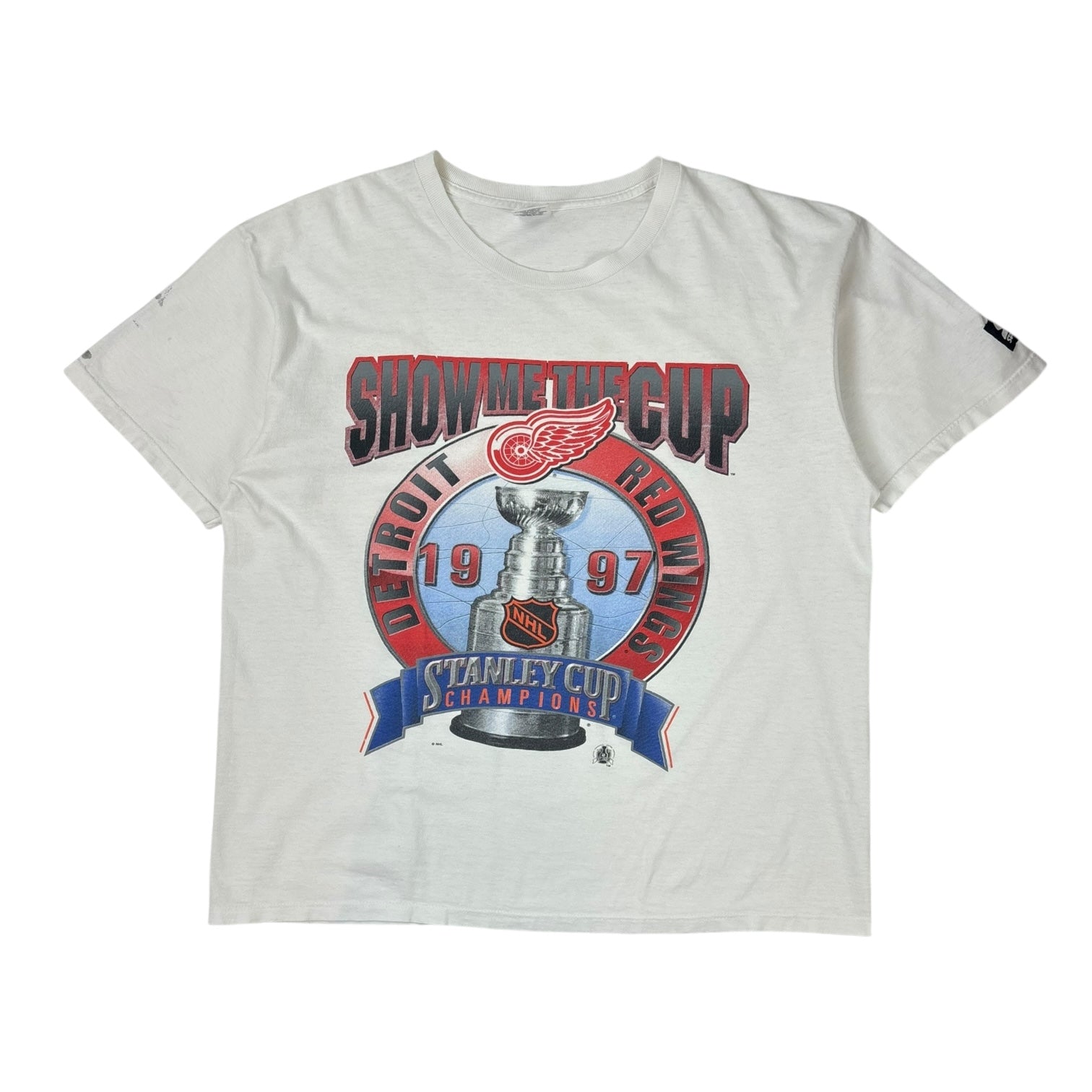 Vintage 1997 Stanley Cup Champions Detroit Red Wings T-Shirt White