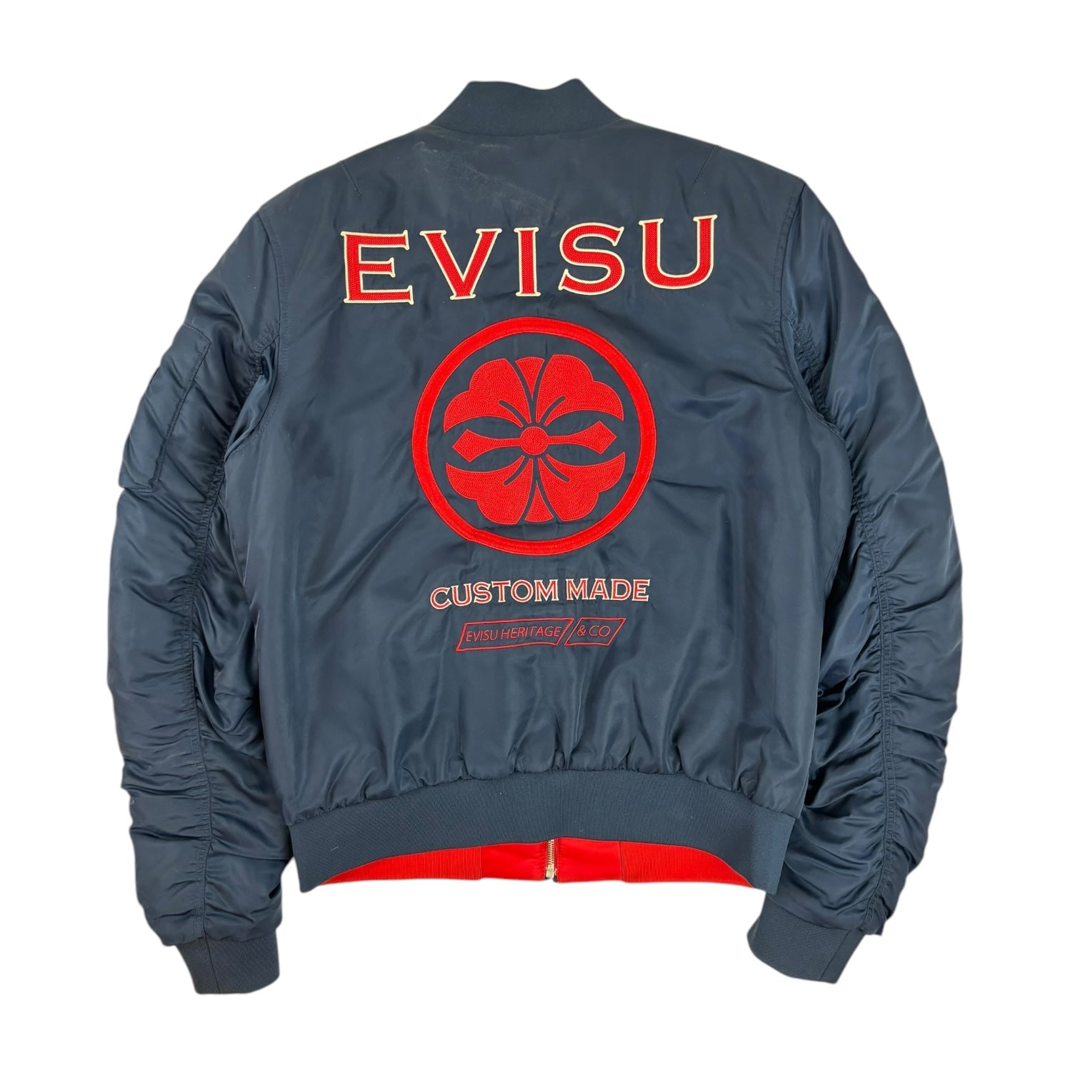 Vintage Evisu Reversible Embroidered Bomber Jacket Navy/Red