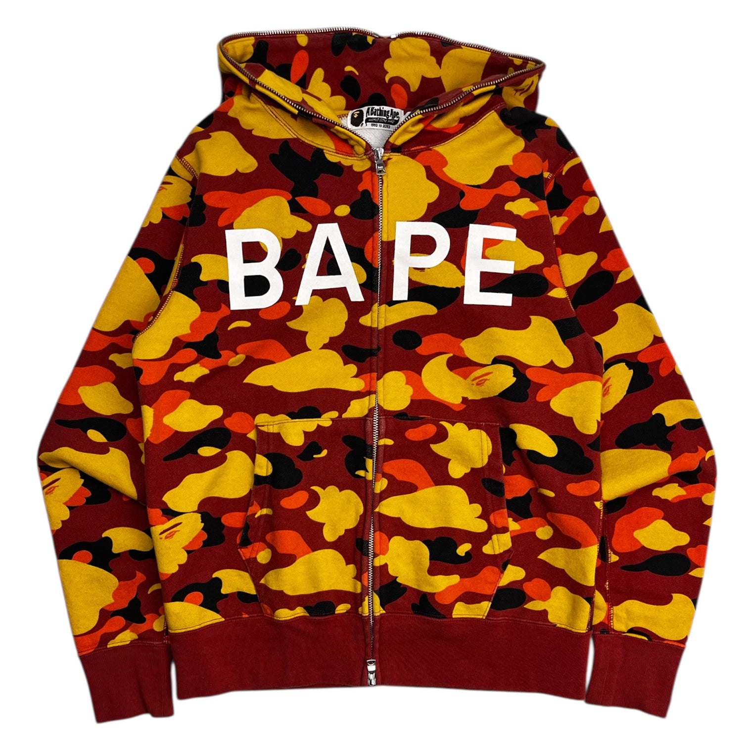 BAPE 1st Camo Wide Full Zip Hoodie Orange