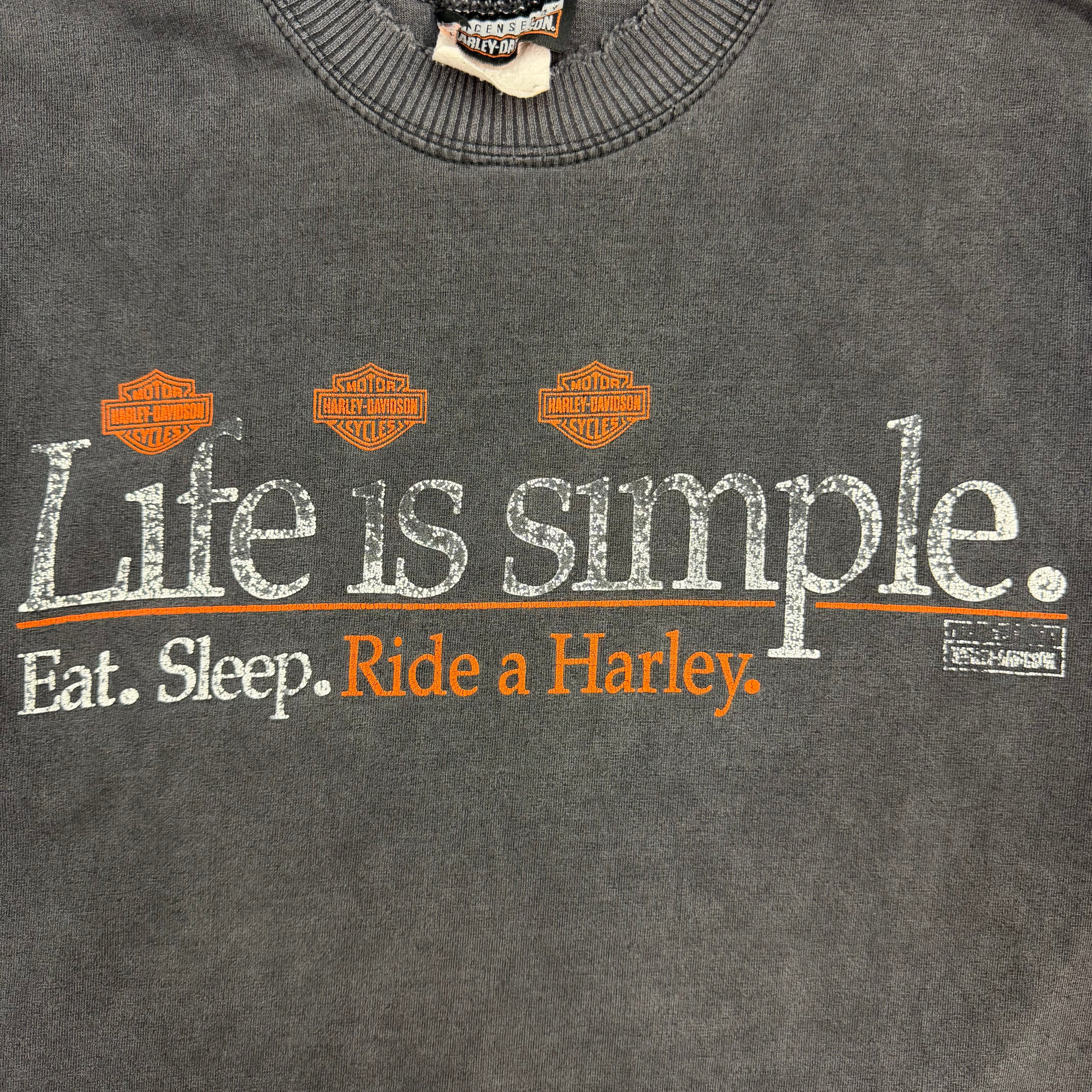 2000 Harley Davidson Life Is Simple Tee Faded Black