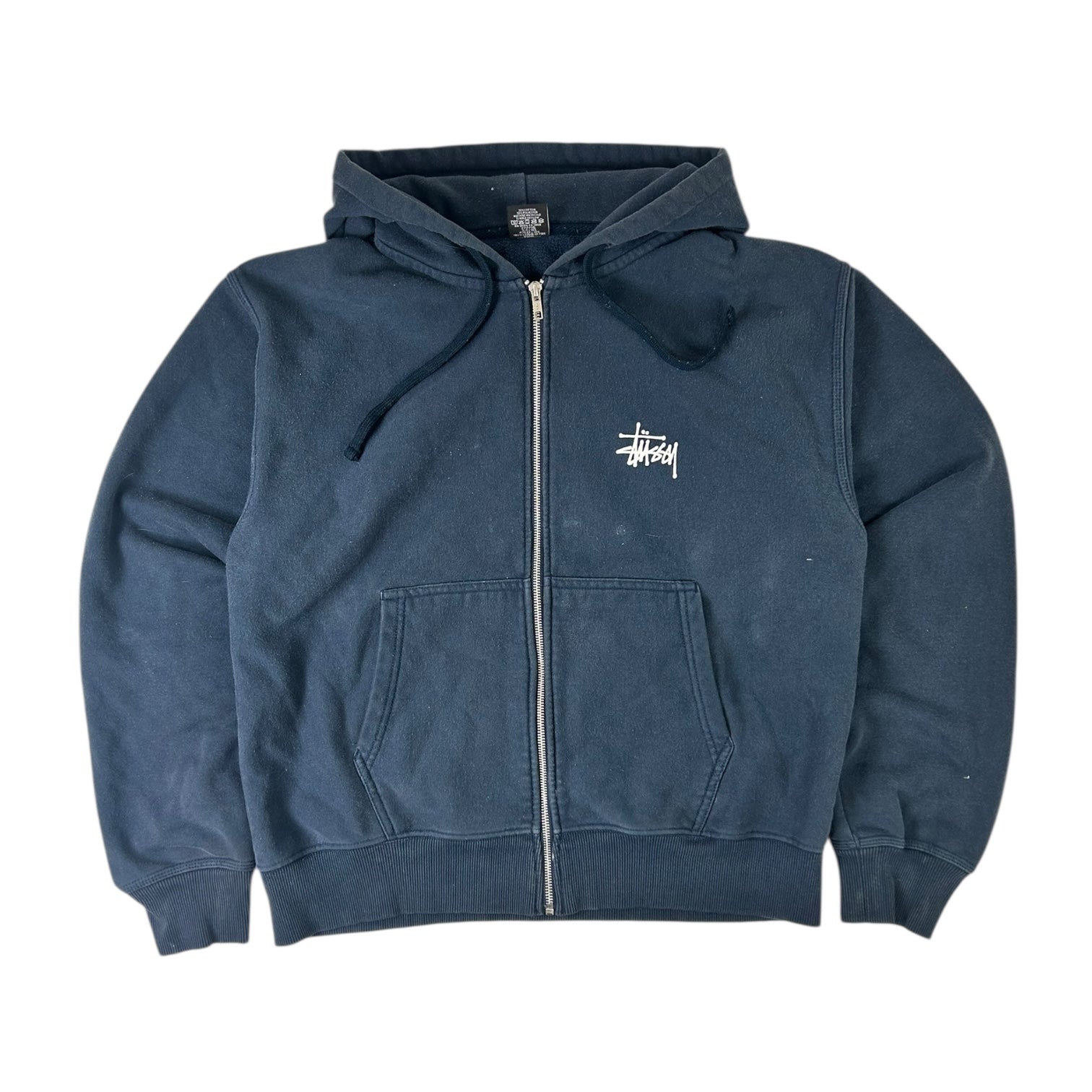 Stussy Basic Stock Logo Zip Up Hoodie Navy