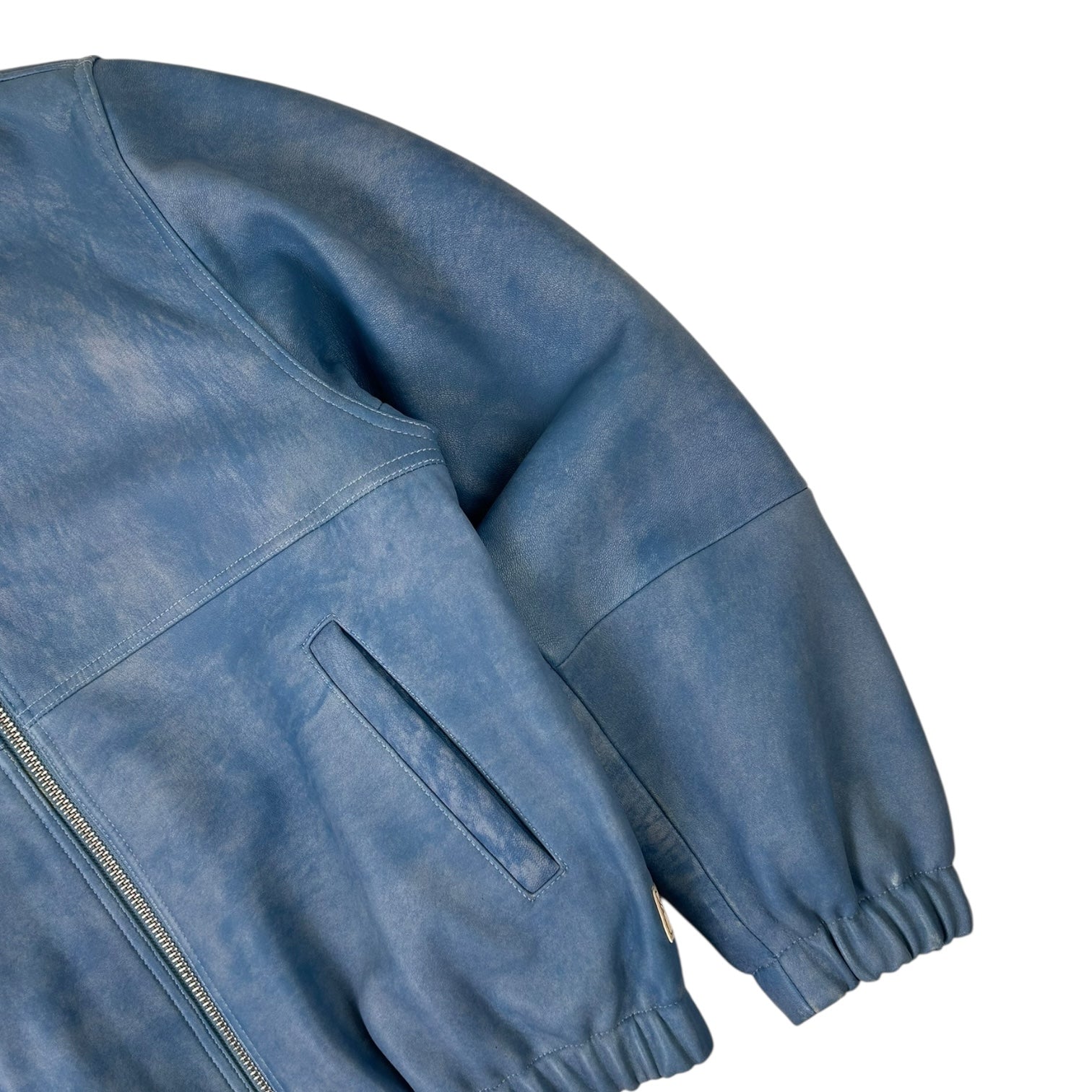 Stussy Stone Wash Leather Work Jacket Washed Blue