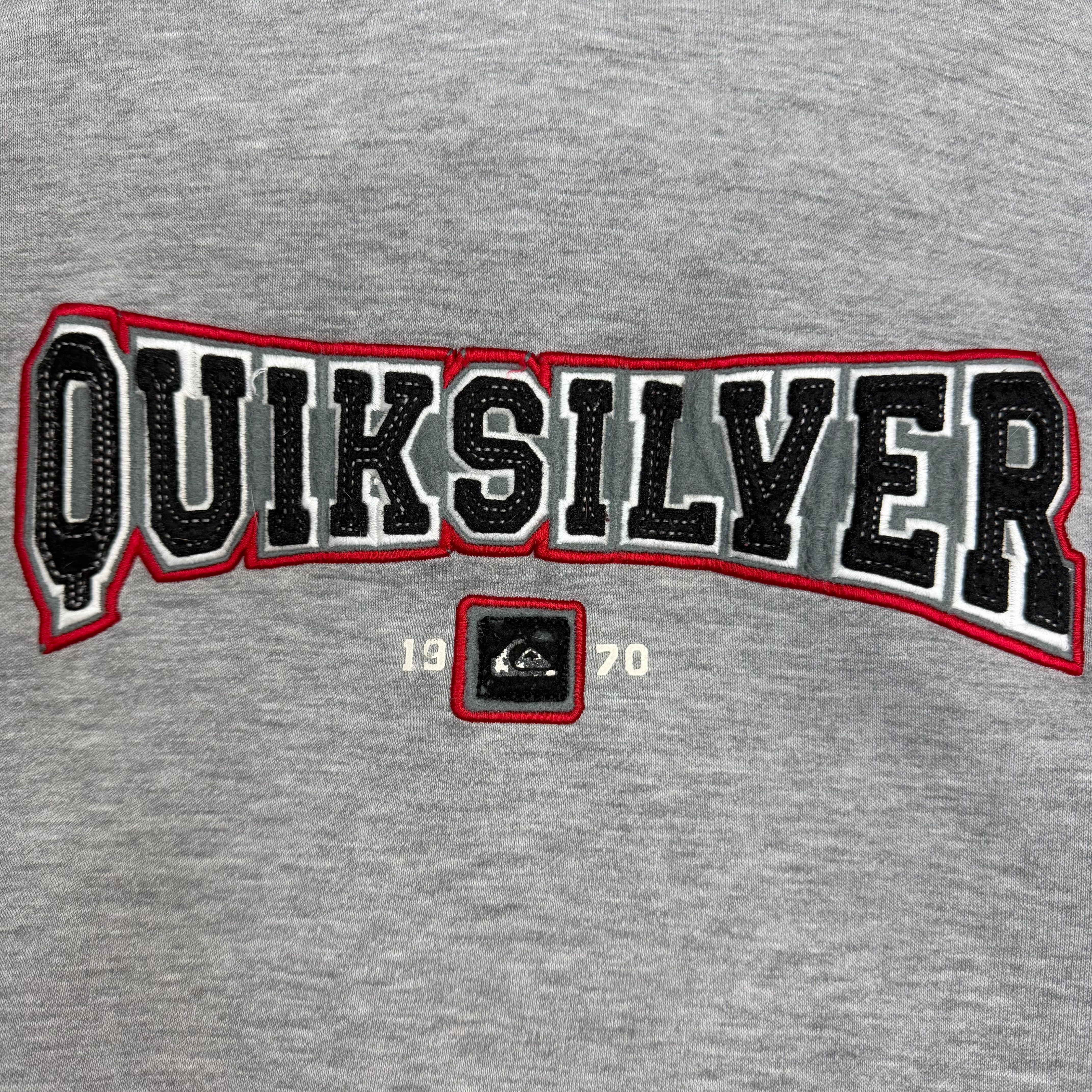 Vintage Quiksilver Embroidered Hoodie Grey