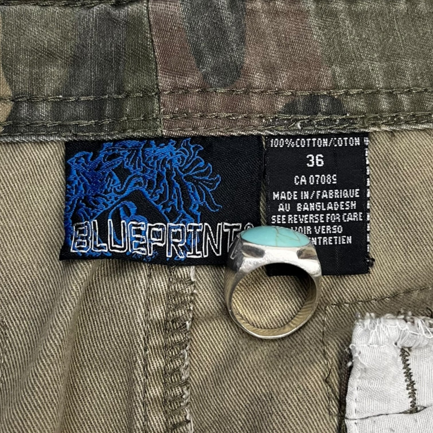 Vintage Blueprint Camouflage Cargo Bottoms